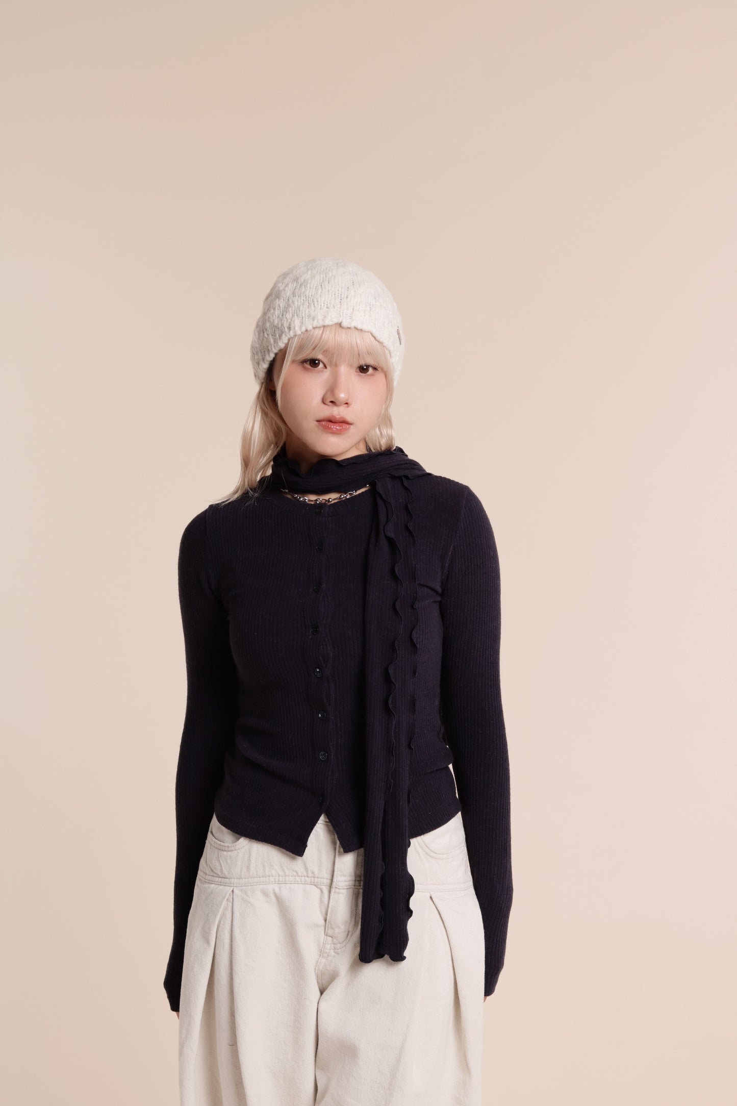 Little Scarf Cardigan (Navy)