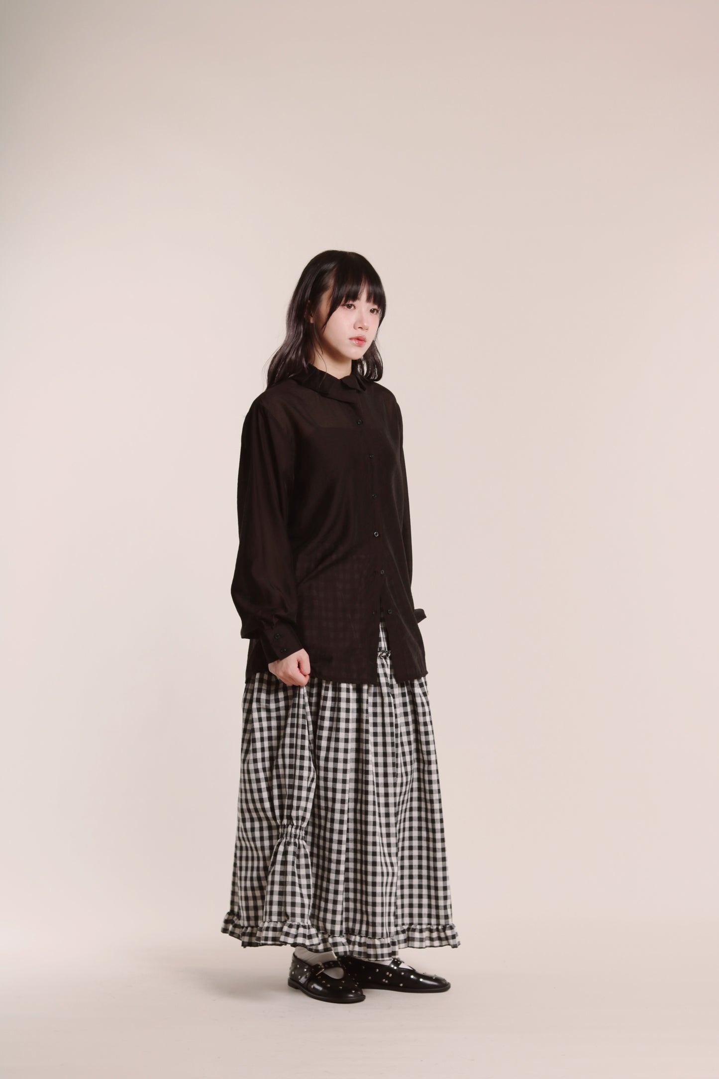 Sheer Collar Shirt (Black)