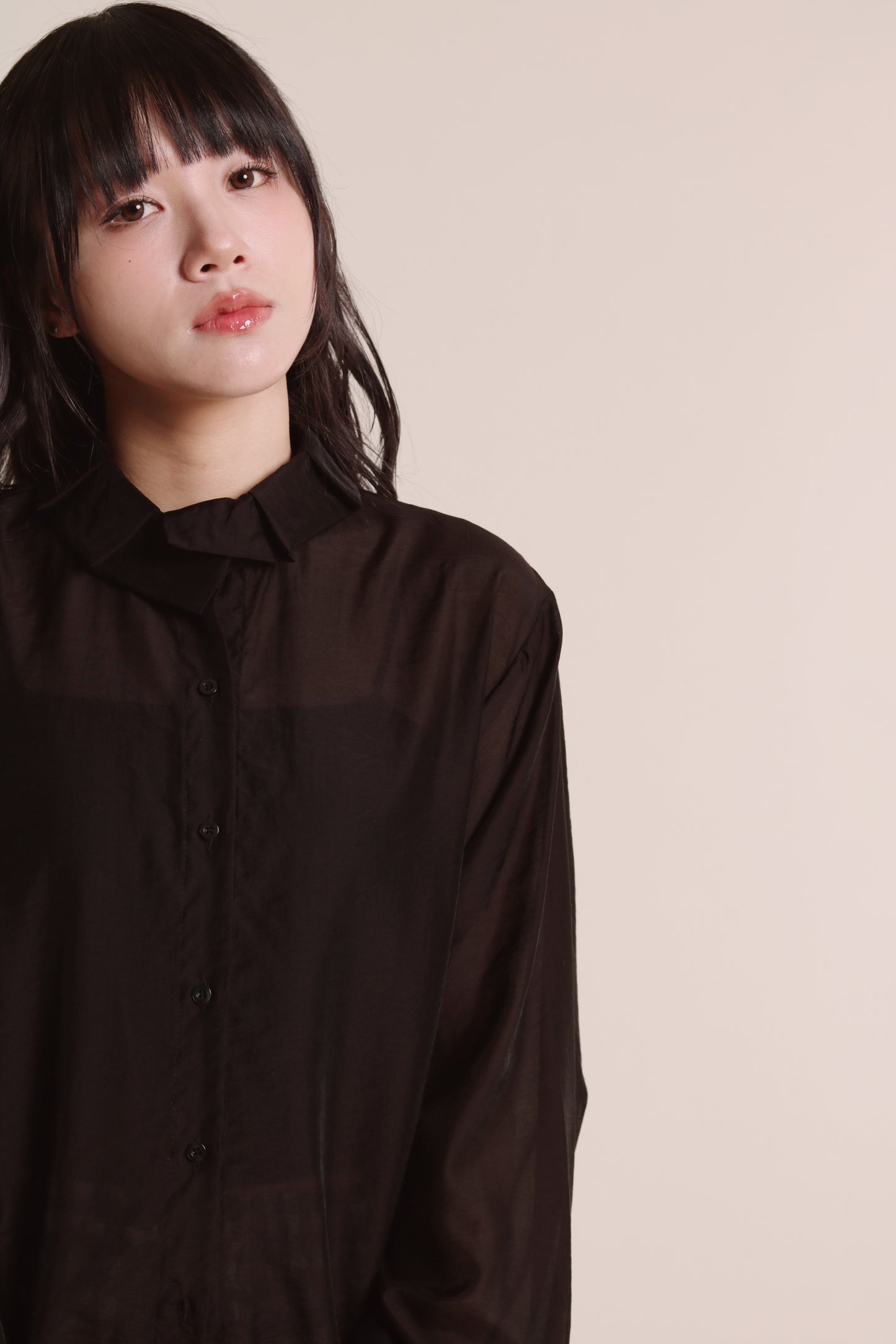 Sheer Collar Shirt (Black)