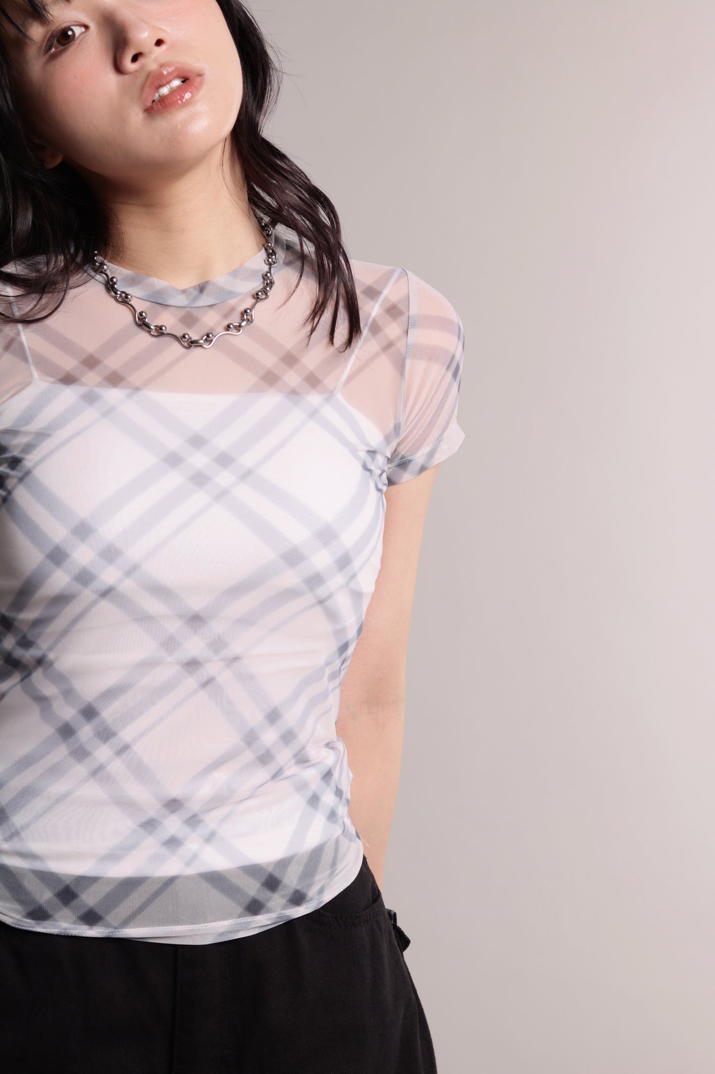 Checker Mesh Tee (Ivory)