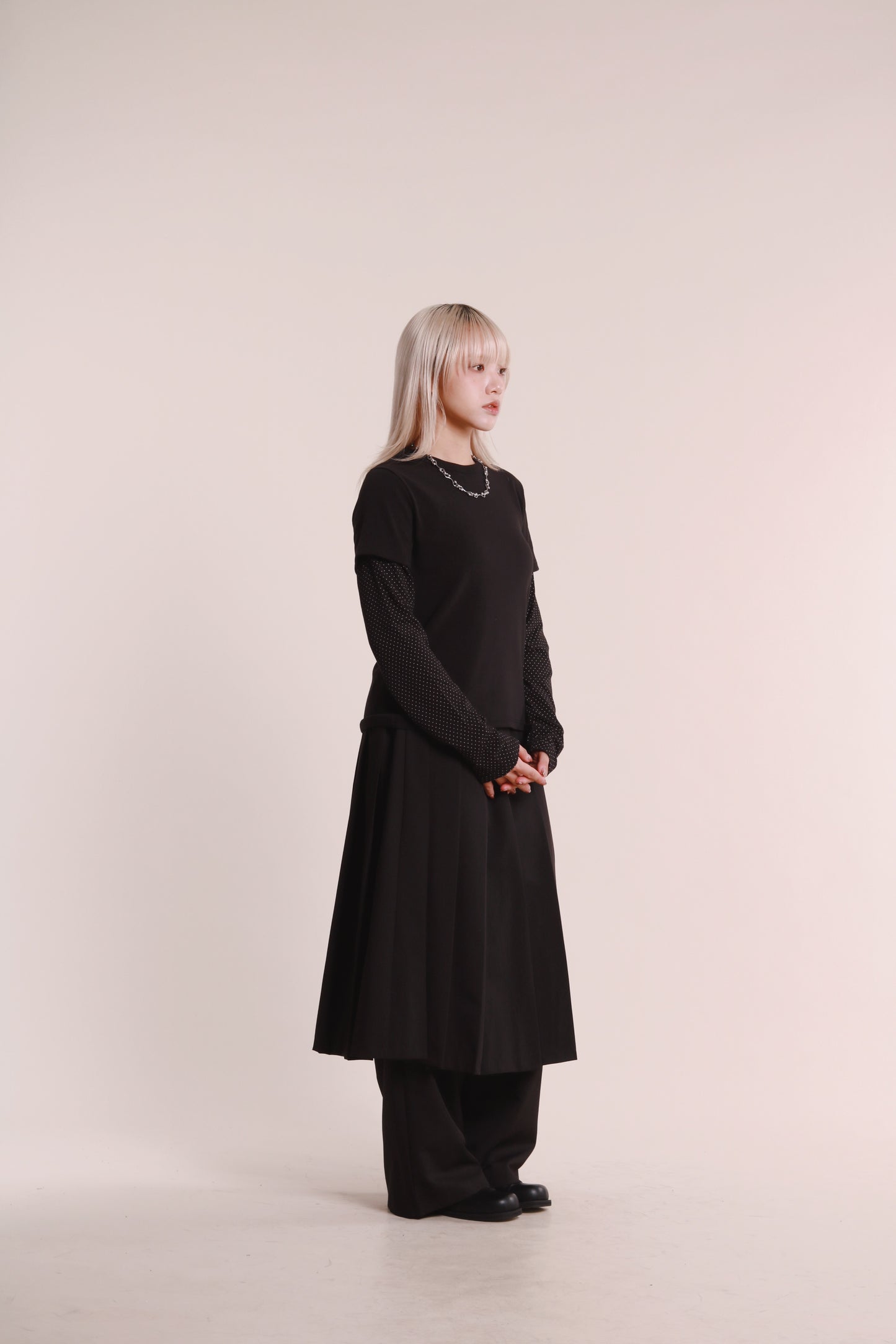 Layered Pleat Pants (Black)