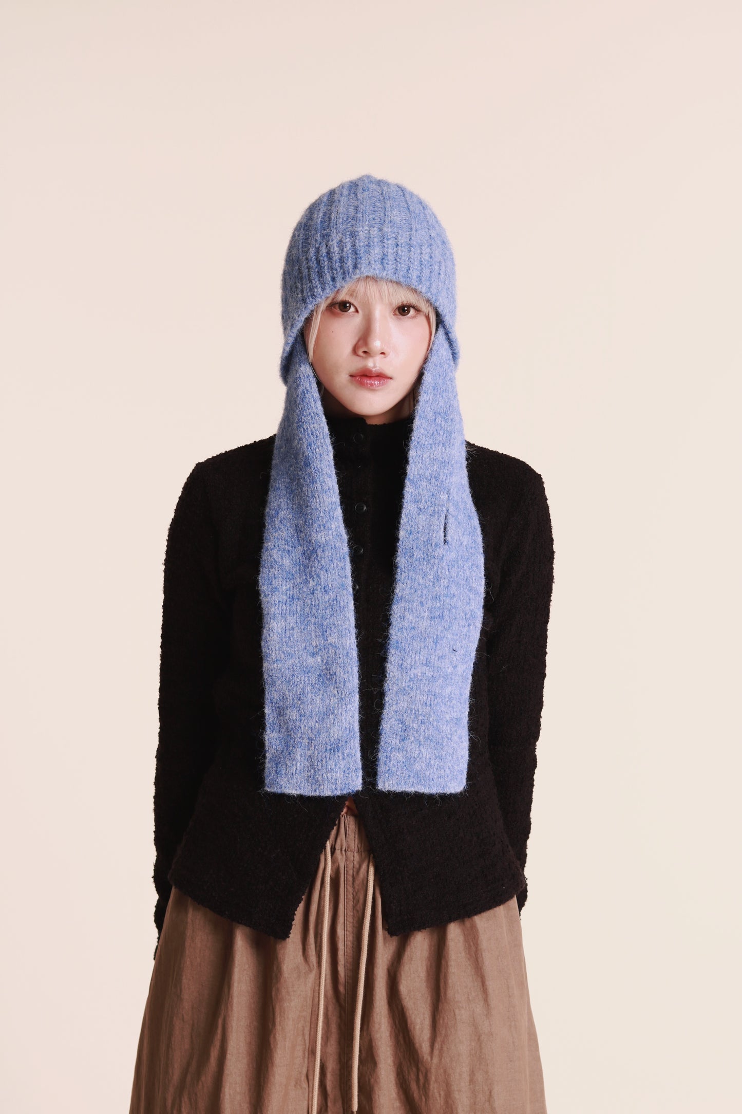 Doll Knit Scarf Flight Cap (Blue)