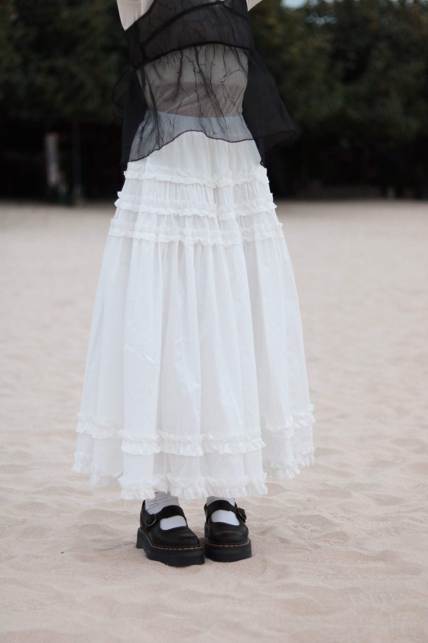 Doll Double Ruffle Skirt (White)