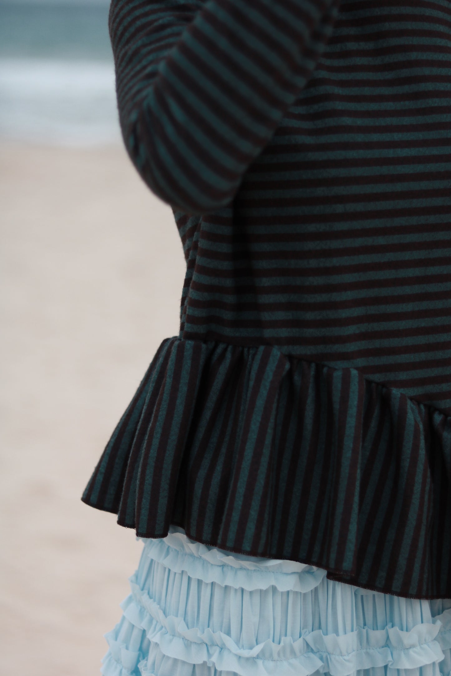 Striped Ruffle Top (Mint)