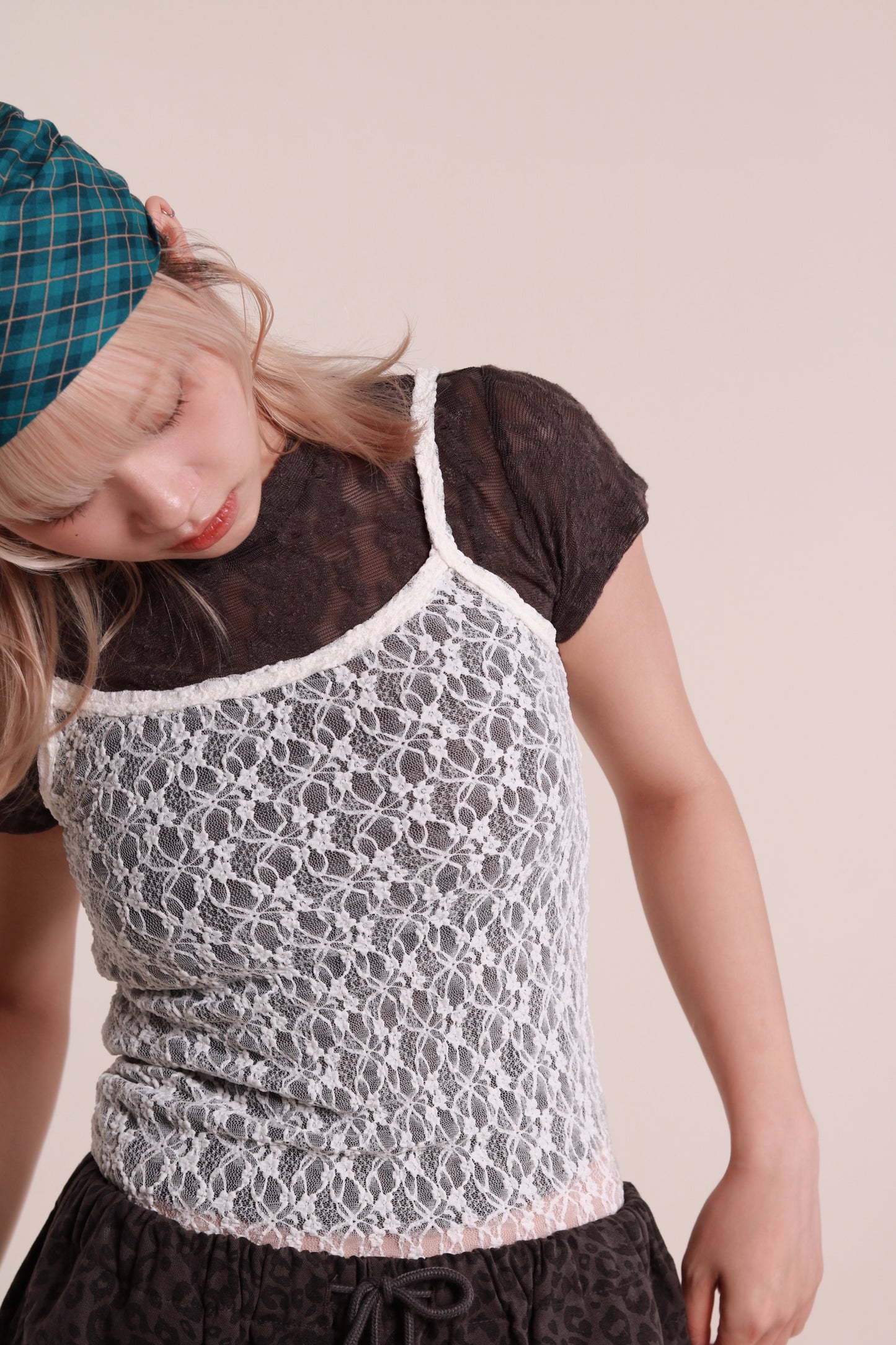 Mesh Sleeveless Top (White)