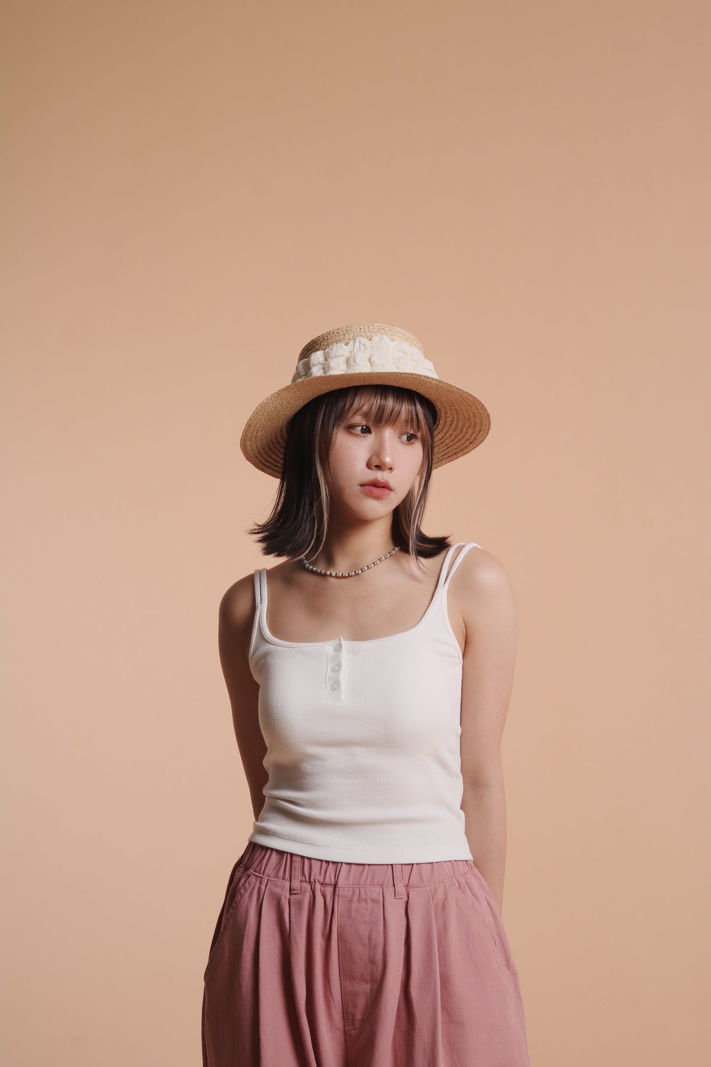 Bubble Straw Hat (Black/Ivory/Mustard)