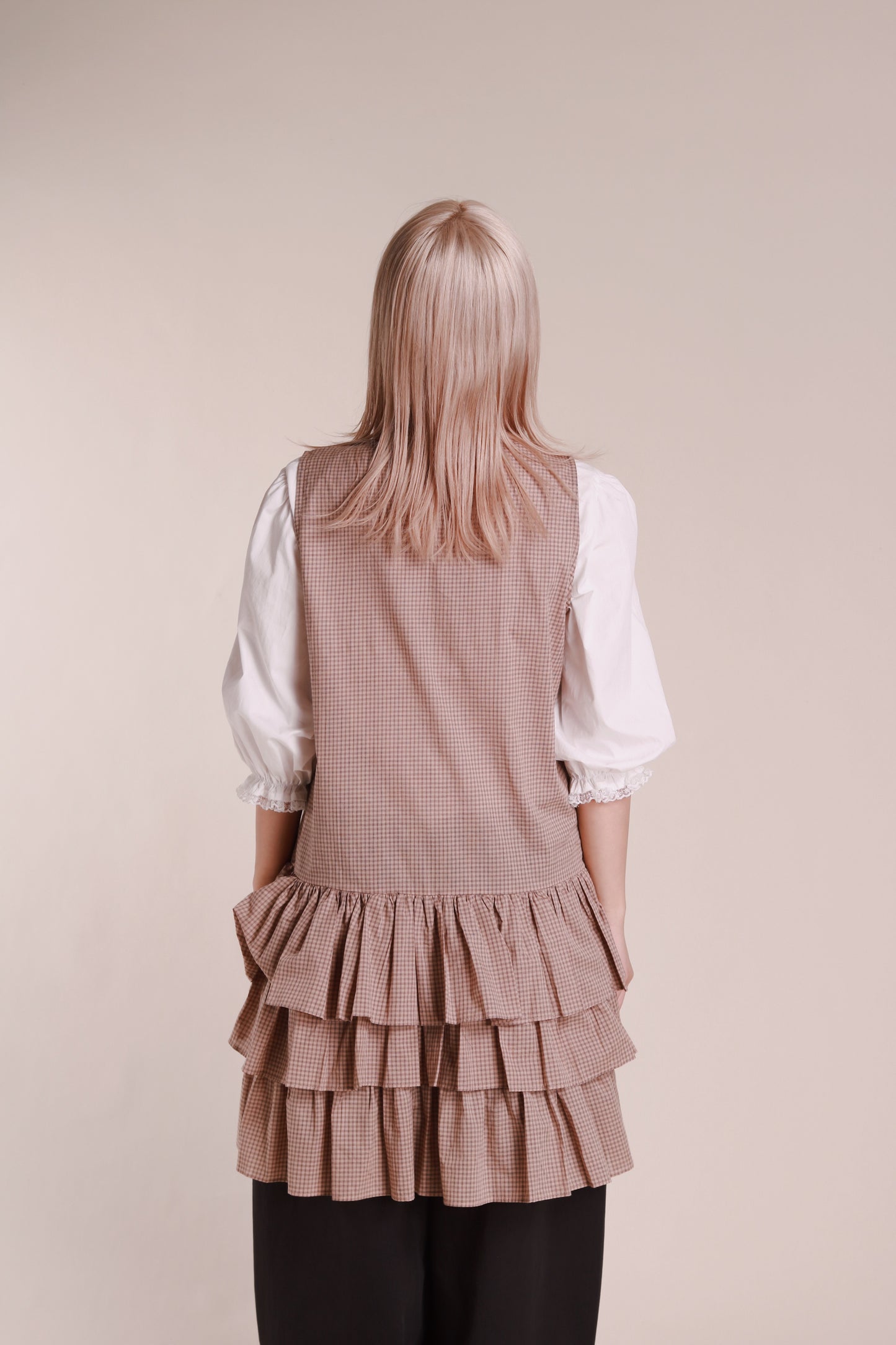 Layered Ruffle Dress (Beige)