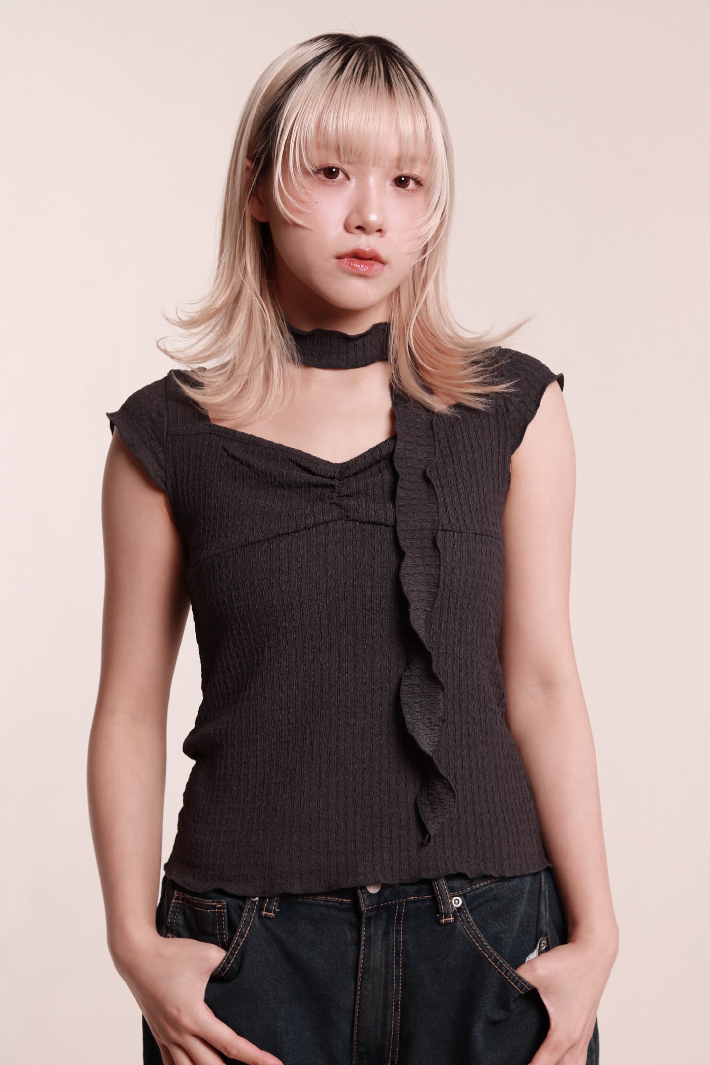 Gathered Tee Set (Charcoal)