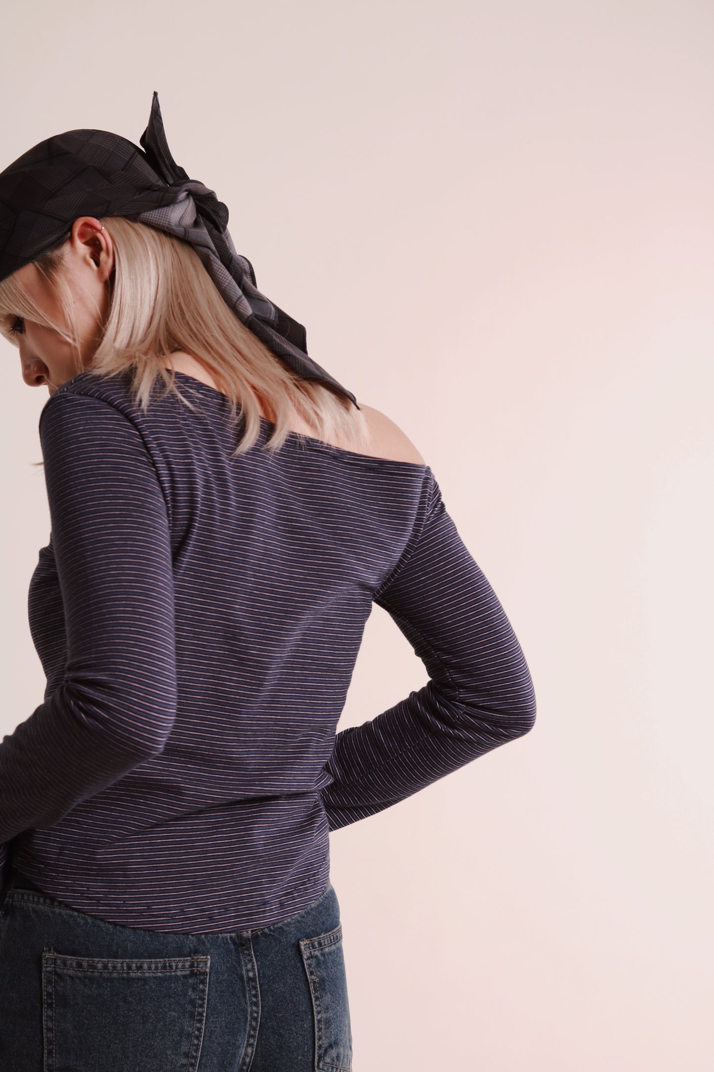 Striped One Shoulder Top (Blue)