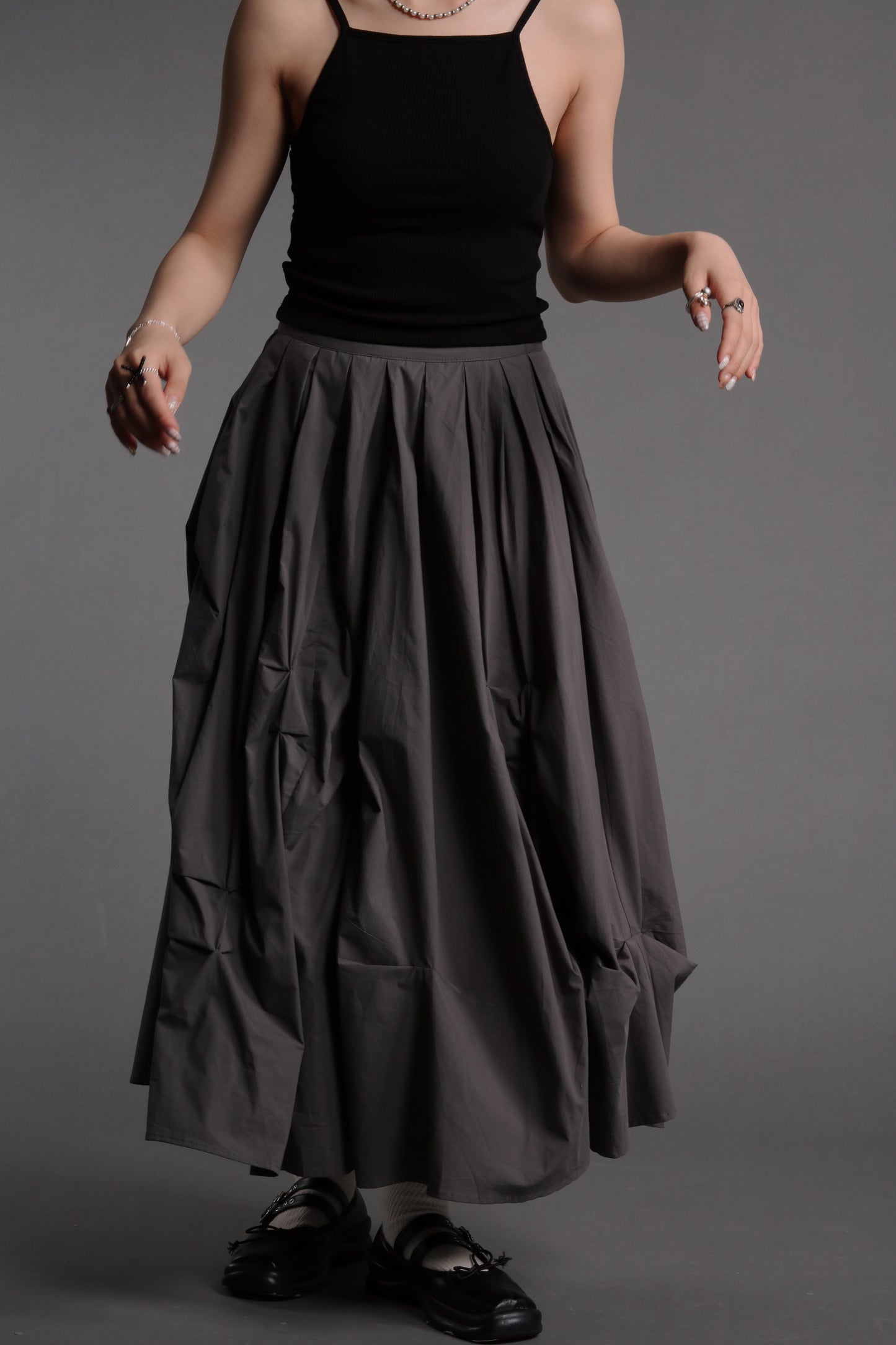 Doll Gathered Skirt (Charcoal)