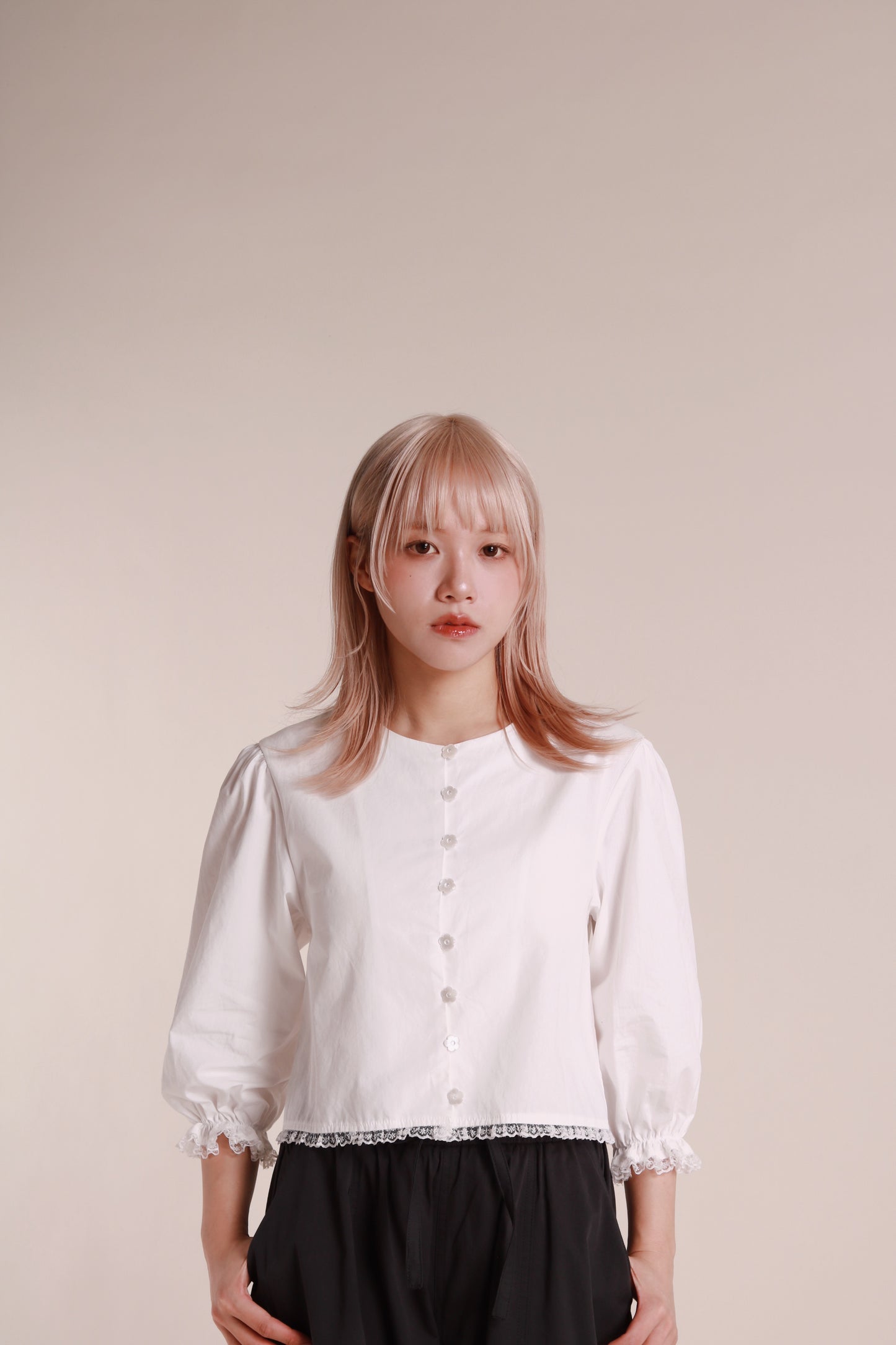 Retro Lace Blouse (White)