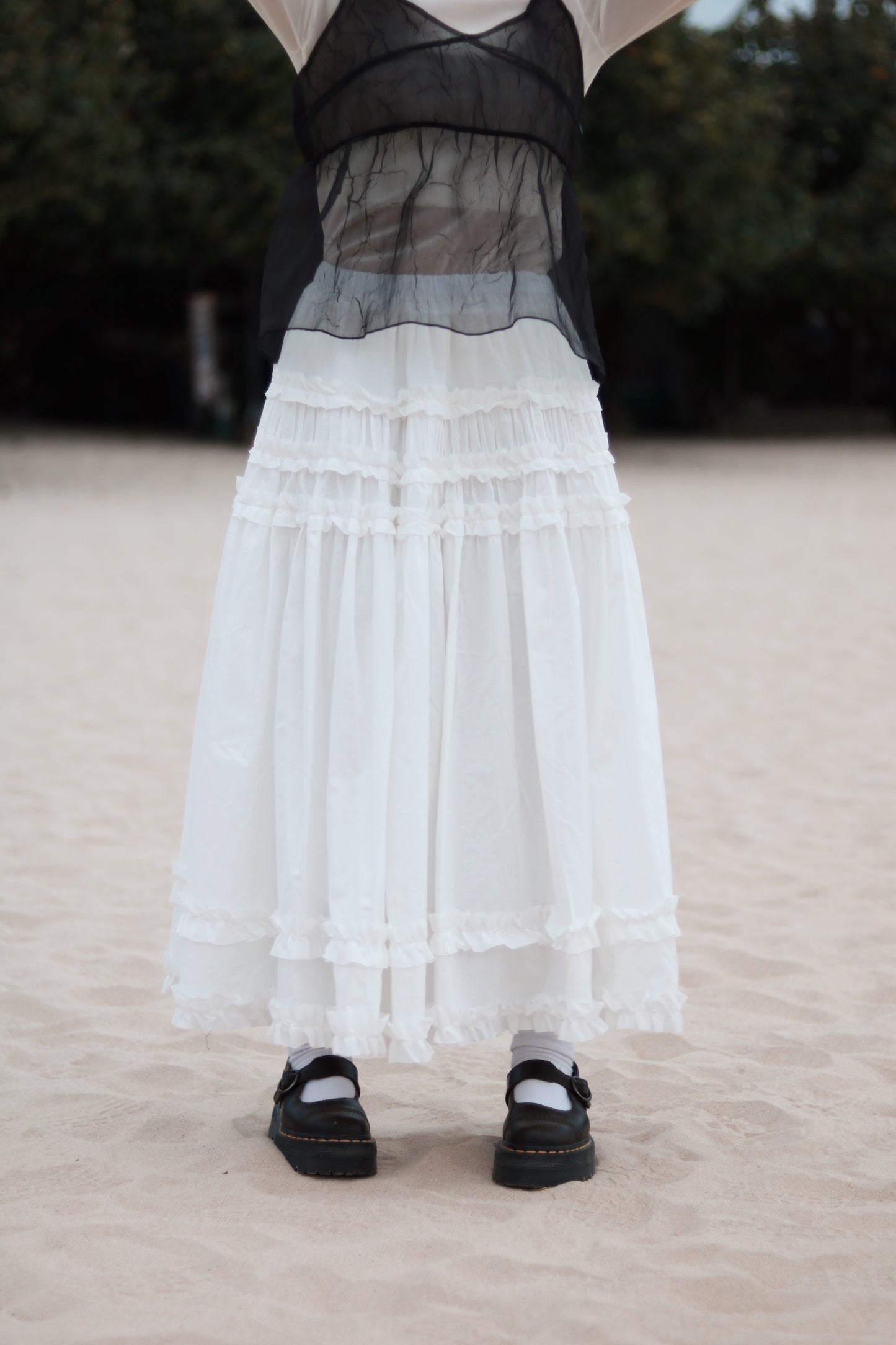 Doll Double Ruffle Skirt (White)