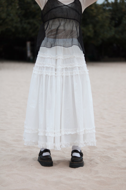 Doll Double Ruffle Skirt (White)