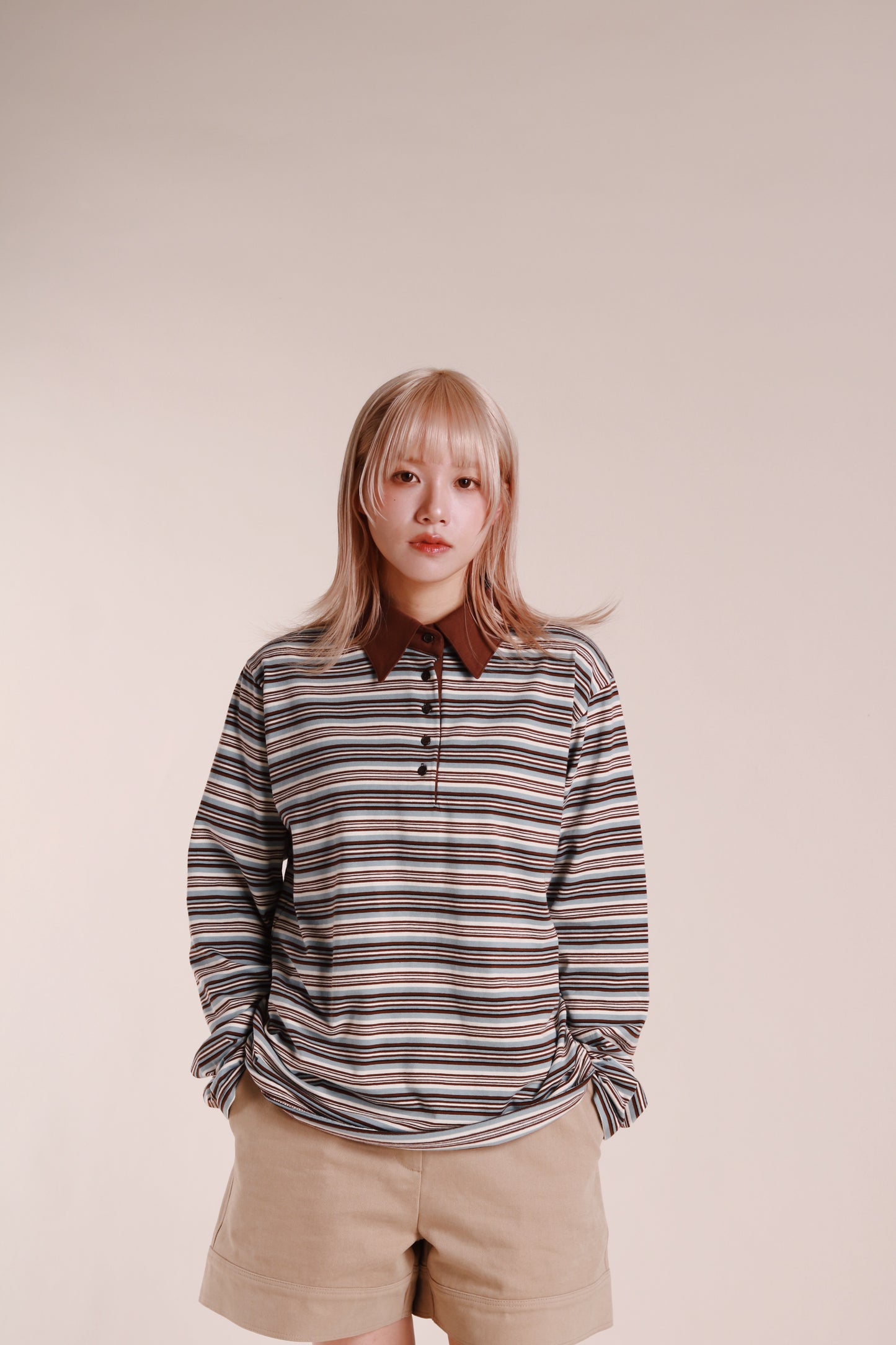 Striped Polo Top (Blue)