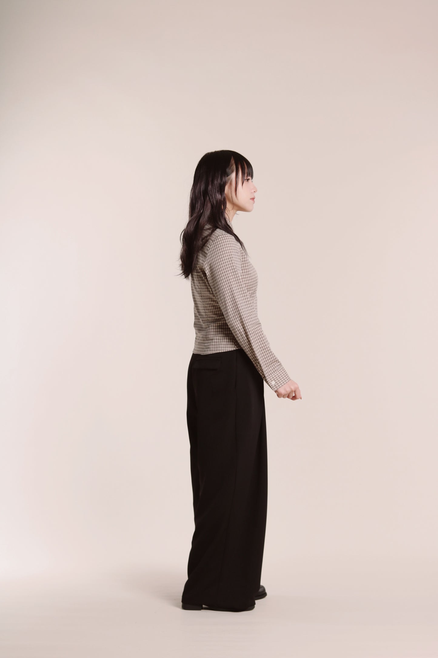 Checkered Crop Shirt (Brown)