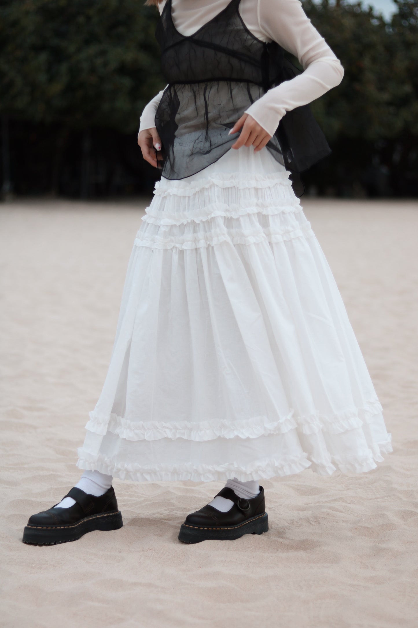Doll Double Ruffle Skirt (White)