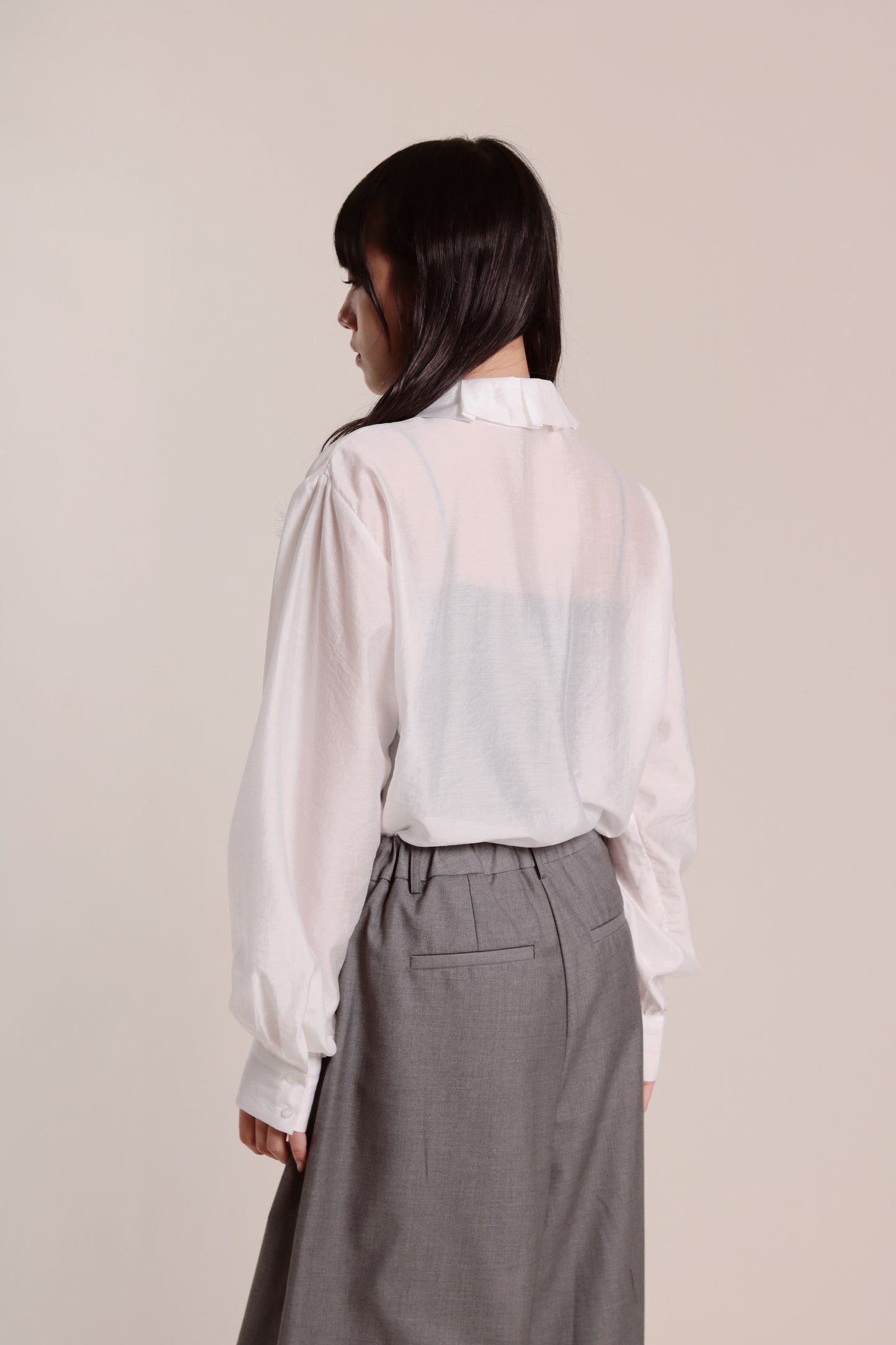 Sheer Collar Shirt (White)