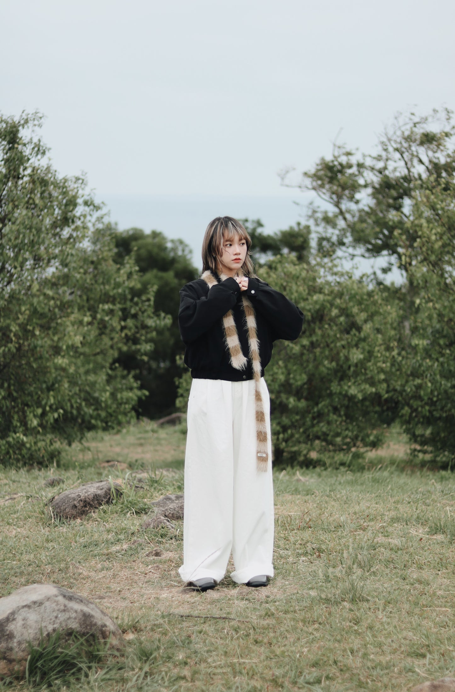 Cropped Blouson Jacket (Black)