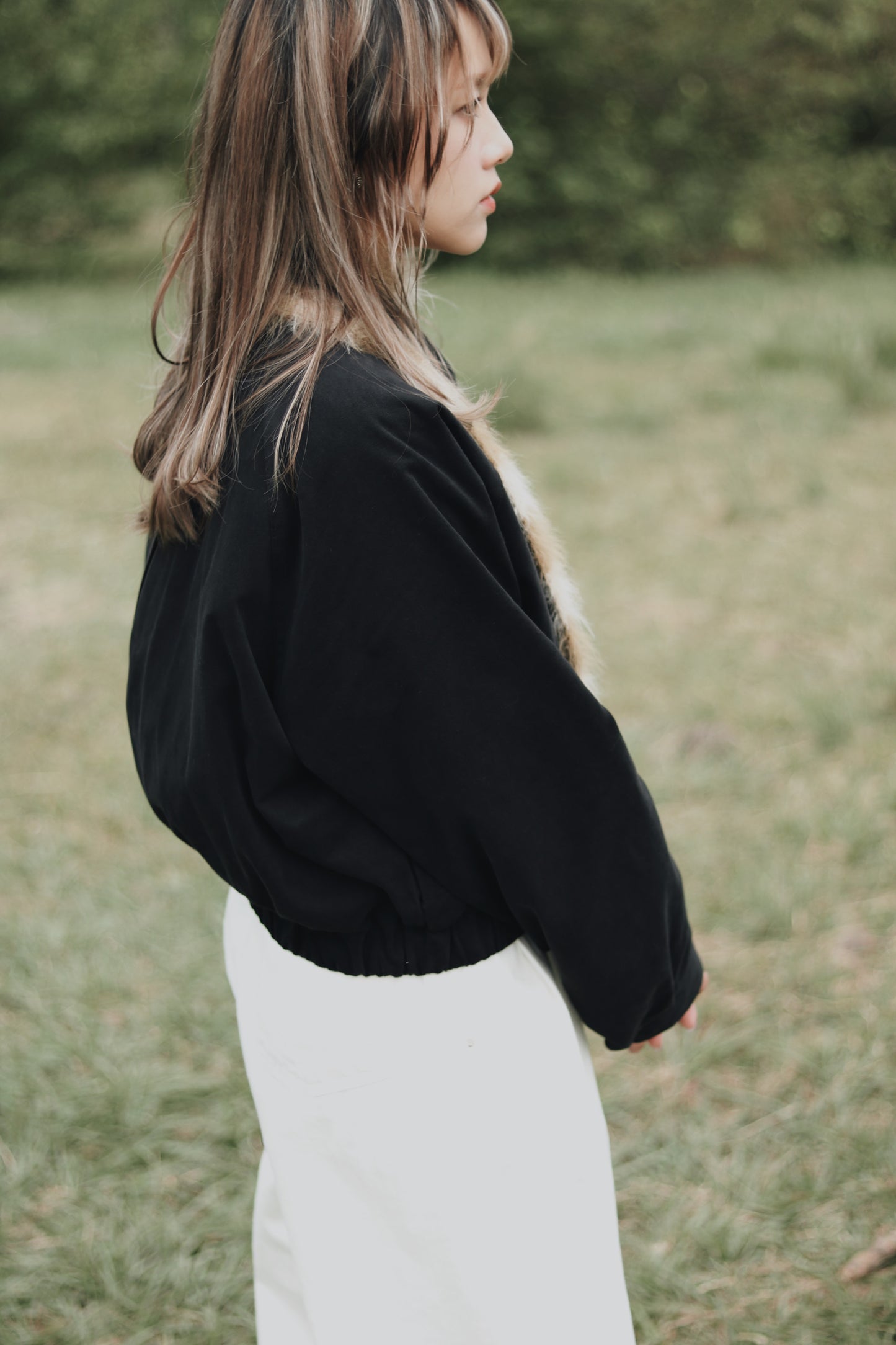 Cropped Blouson Jacket (Black)