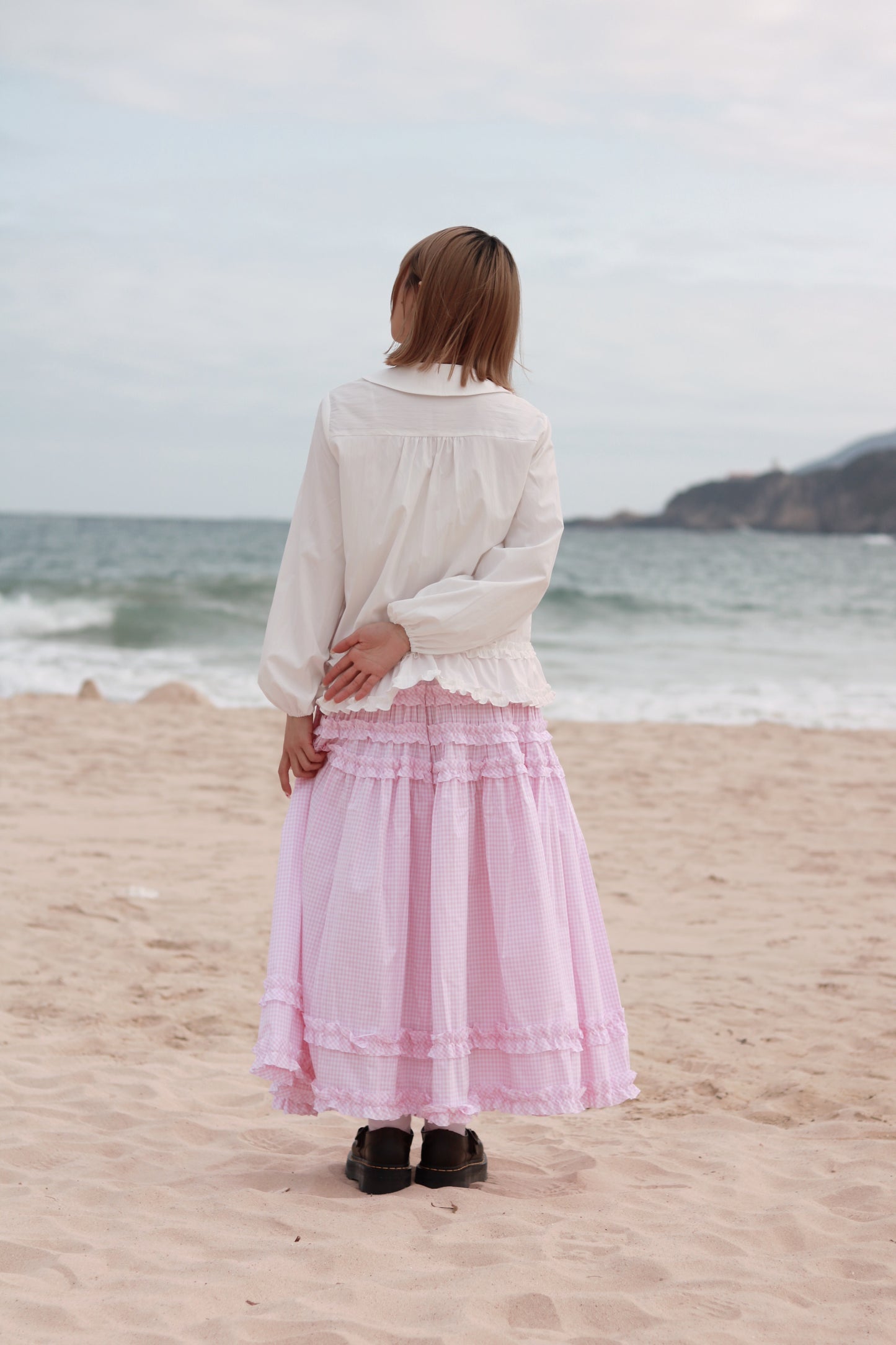 Doll Checkered Ruffle Skirt (Pink)