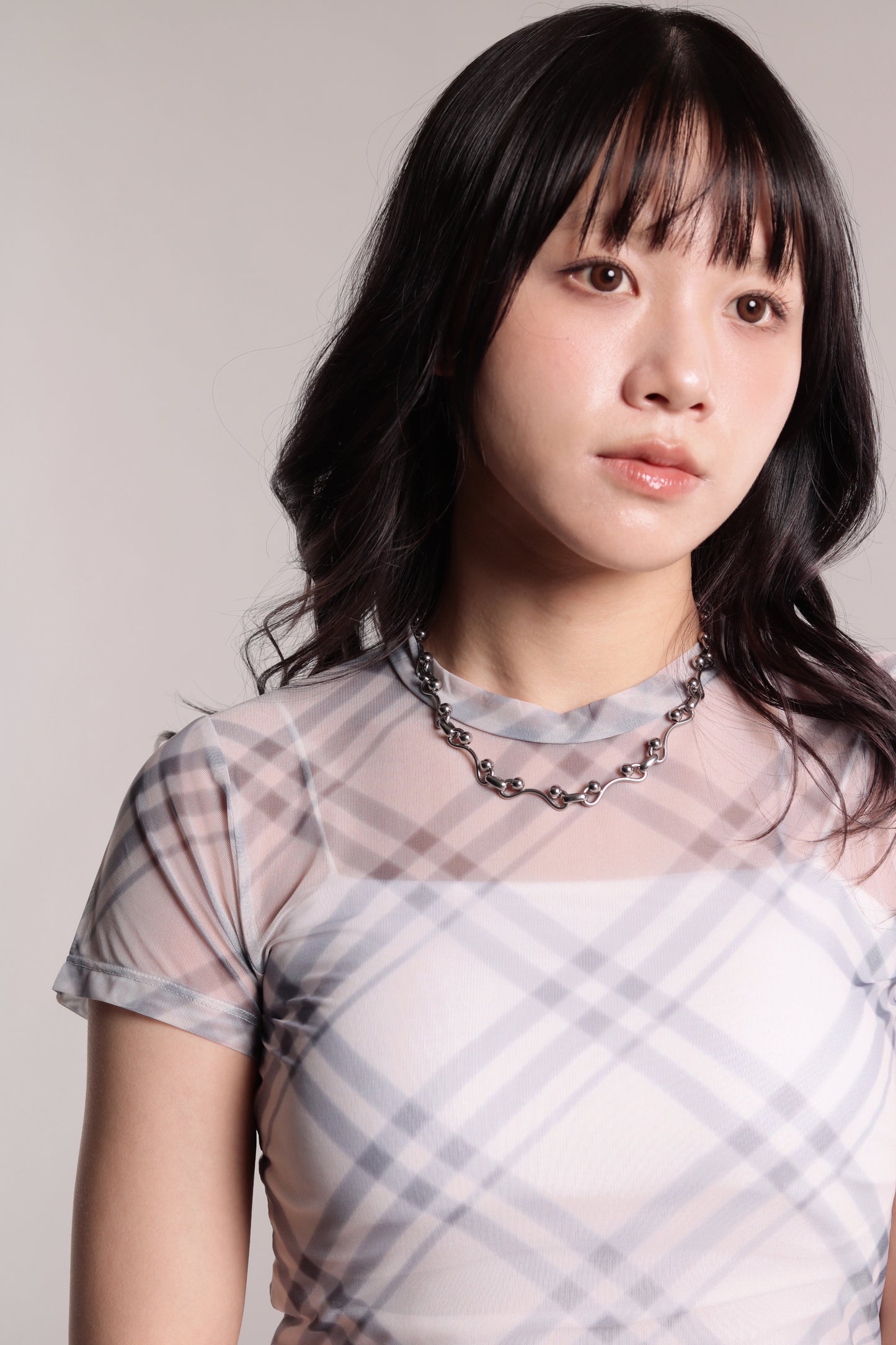 Checker Mesh Tee (Ivory)