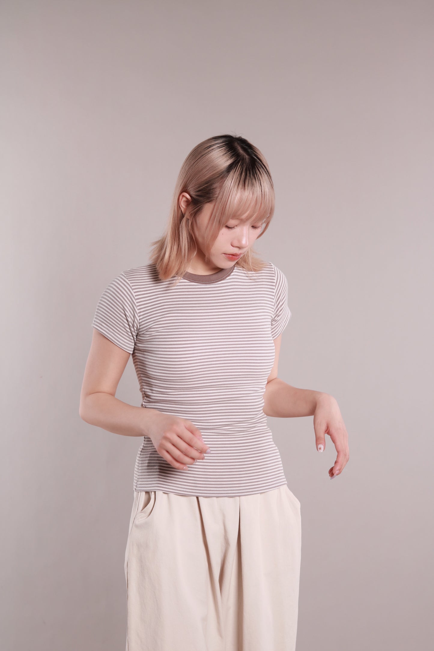 Basic Striped Tee (Beige)