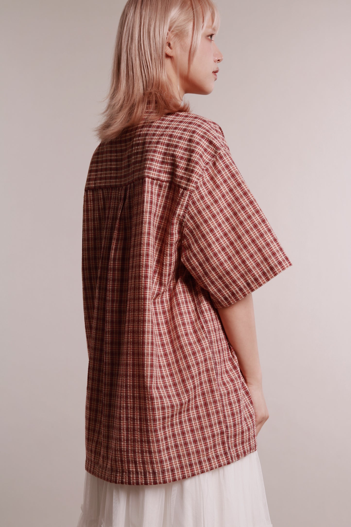 Plaid Loose Shirt (Brown)