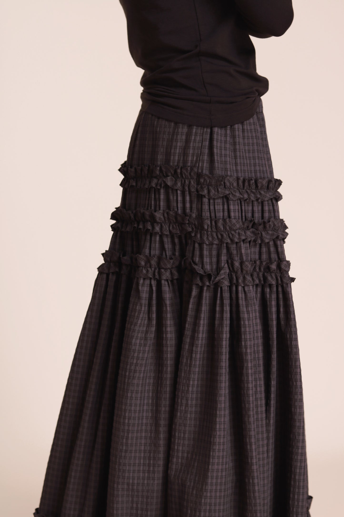 Doll Double Ruffle Skirt (Black)