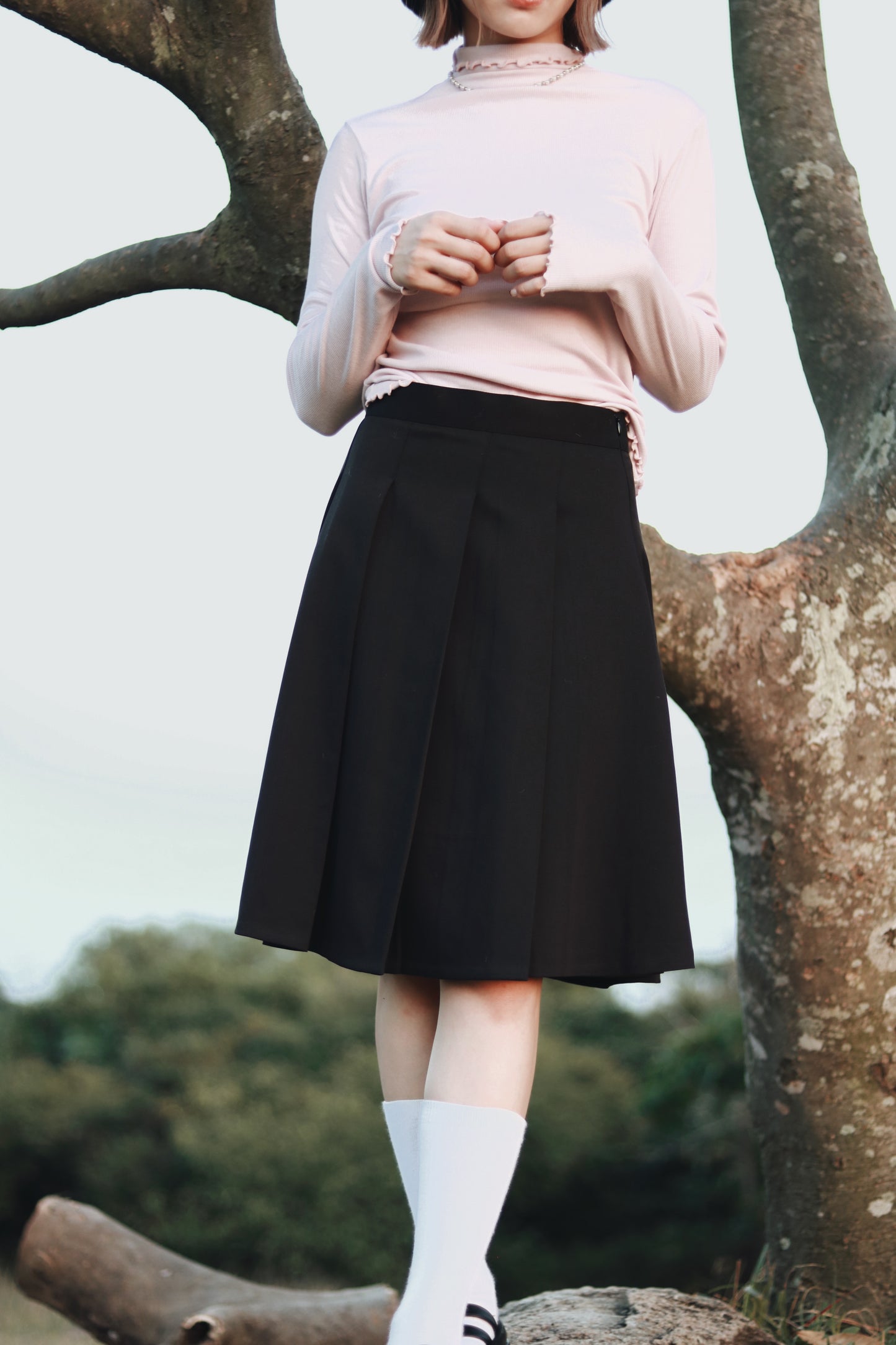 Doll Pleated Mini Skirt (Black)