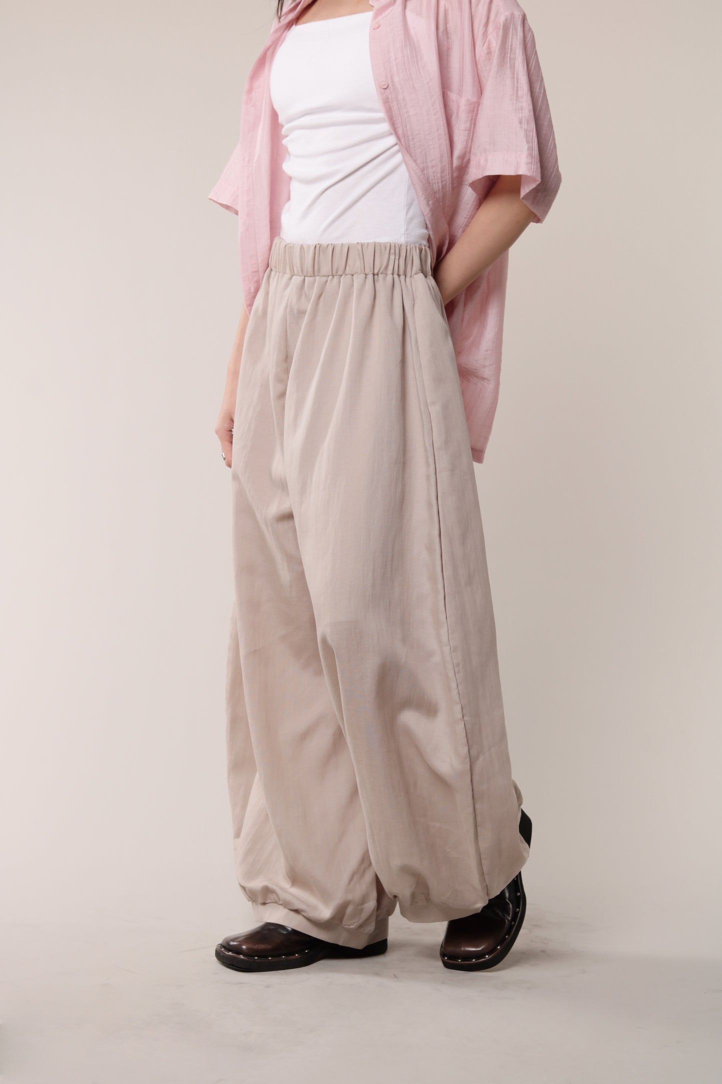 Linen Bubble Pants (Beige)