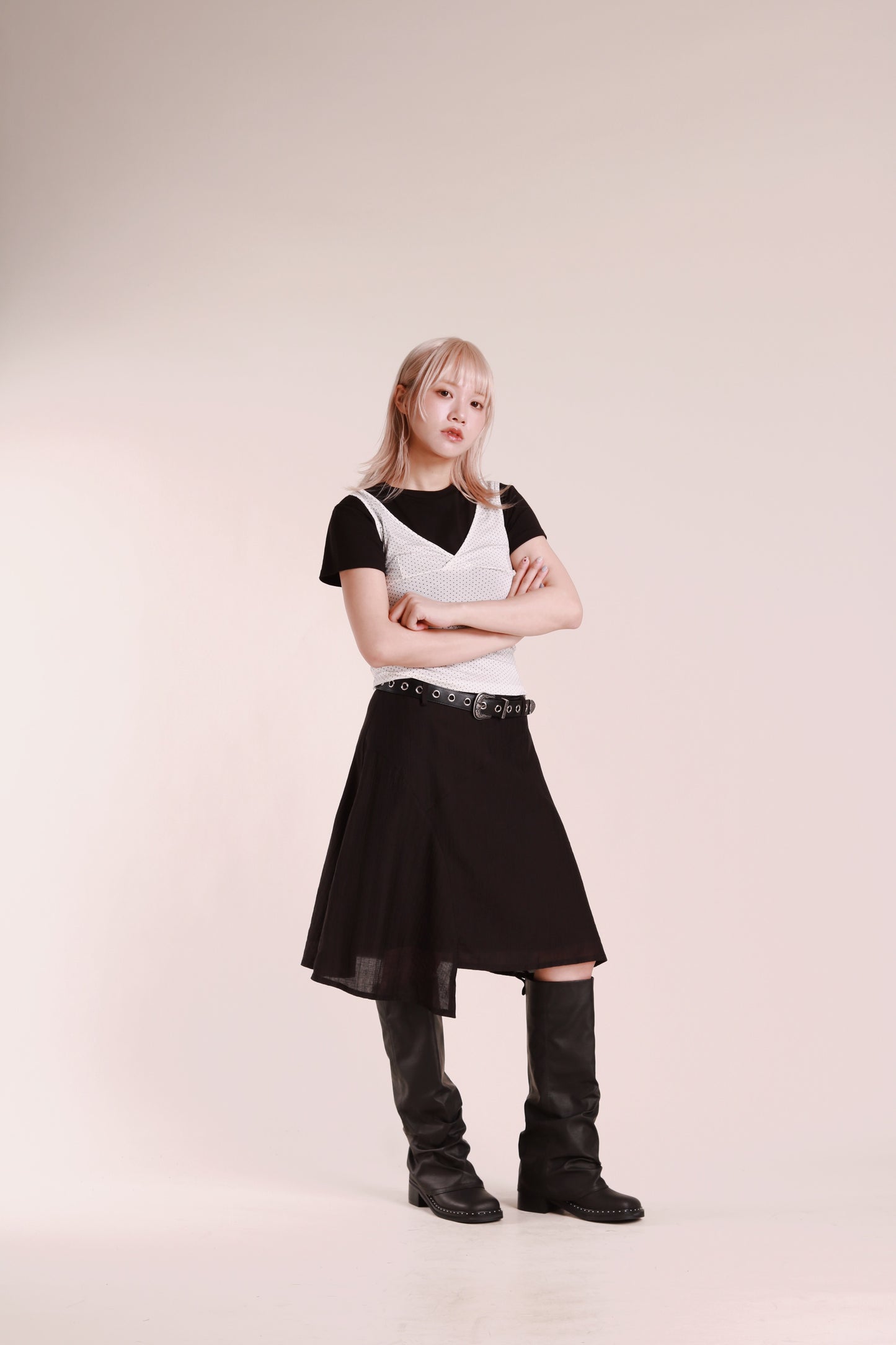 Asymmetric Mini Skirt (Black)