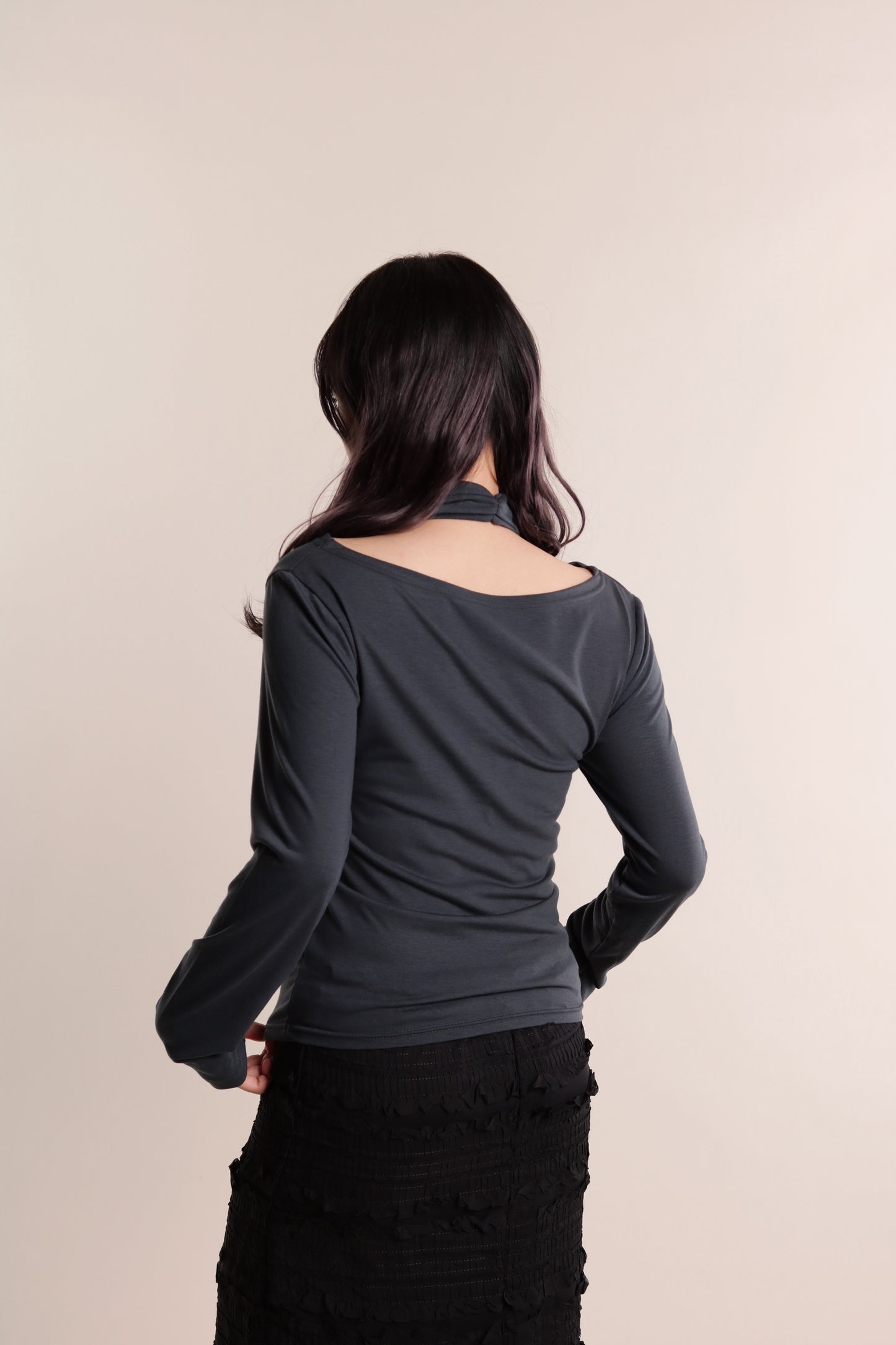 Grace Layered Drape Top (Charcoal)