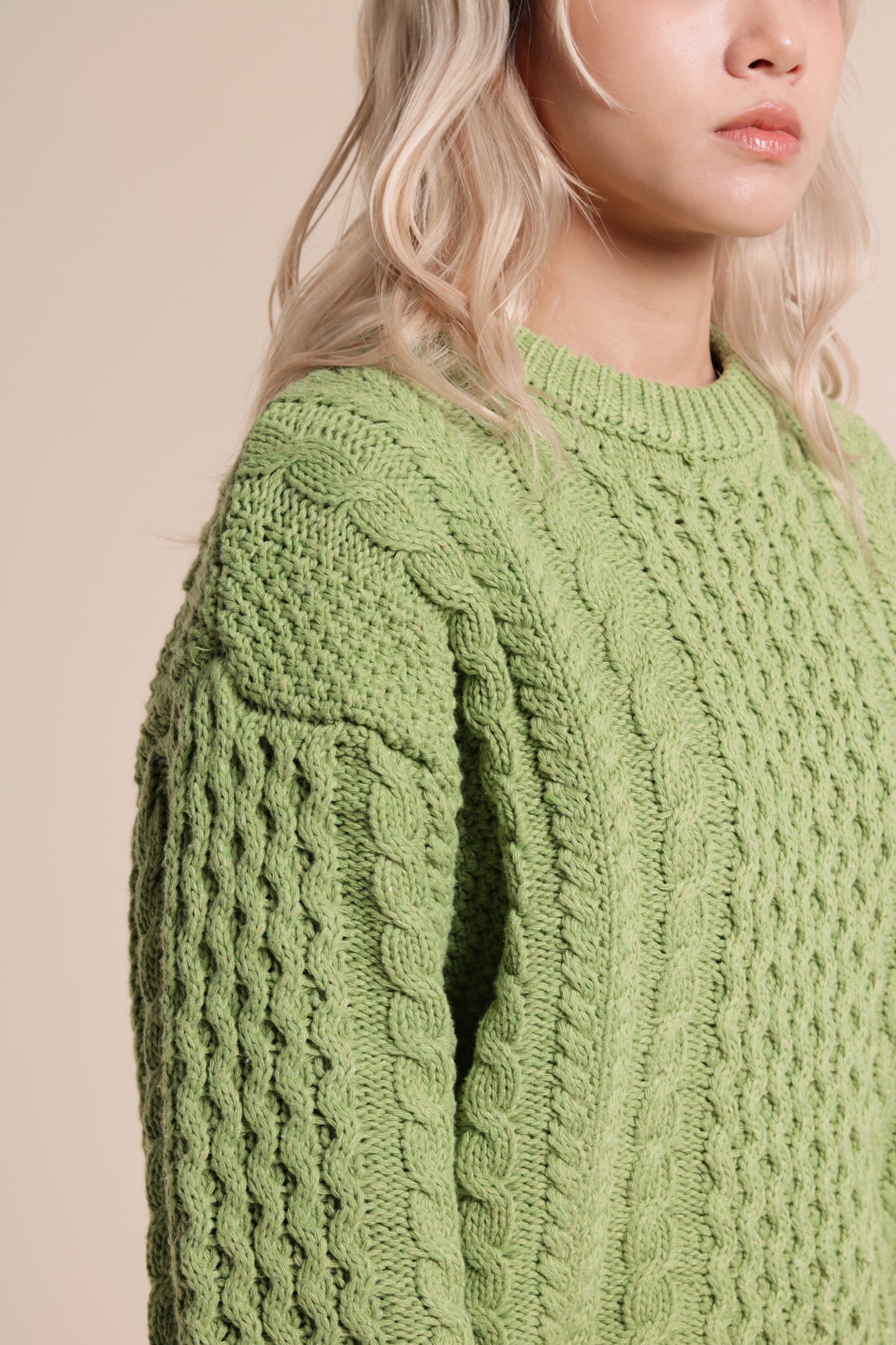 Oversized Cable Knit Sweater (Green)