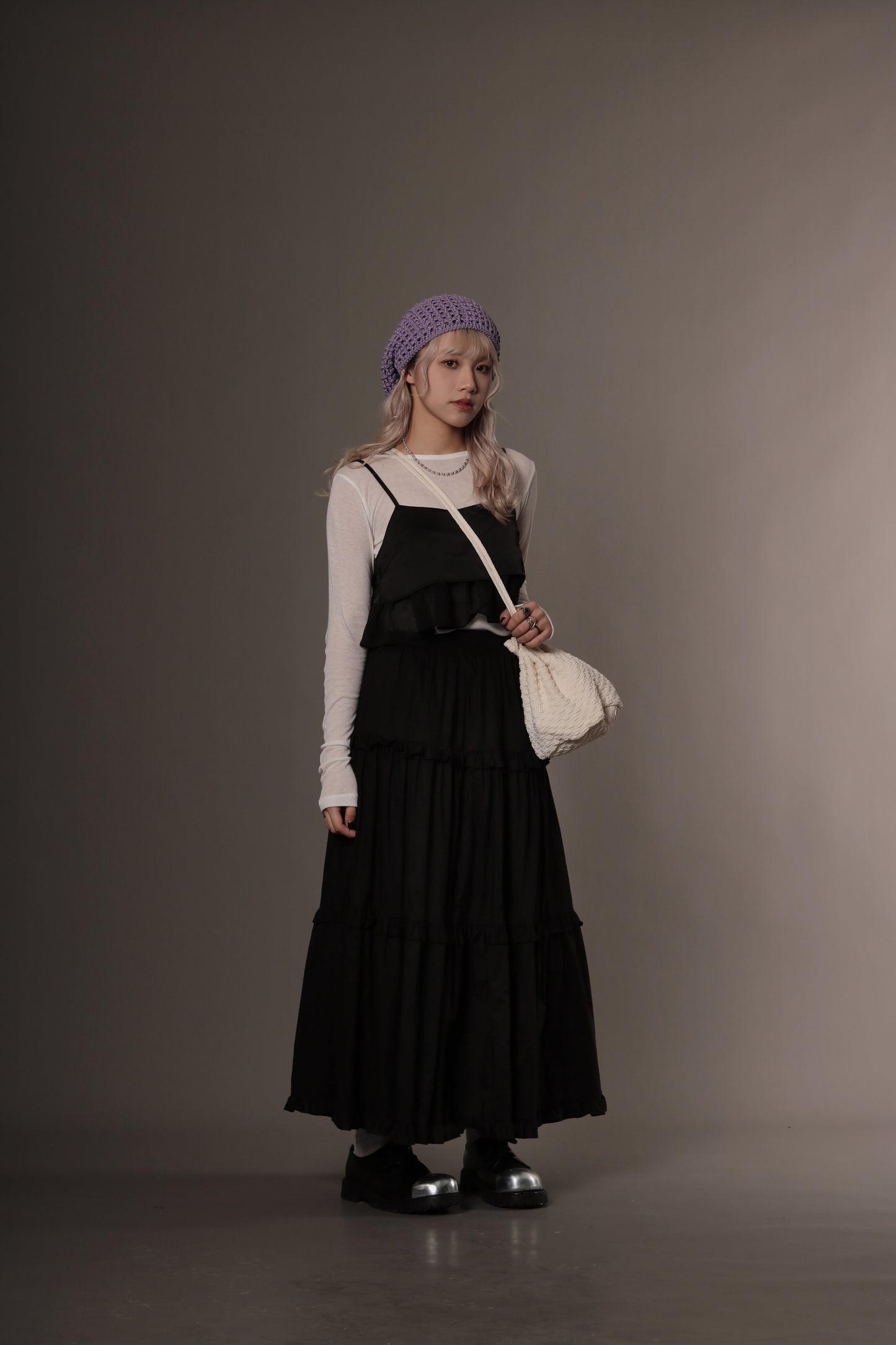 Satin Ruffle Top (Black)