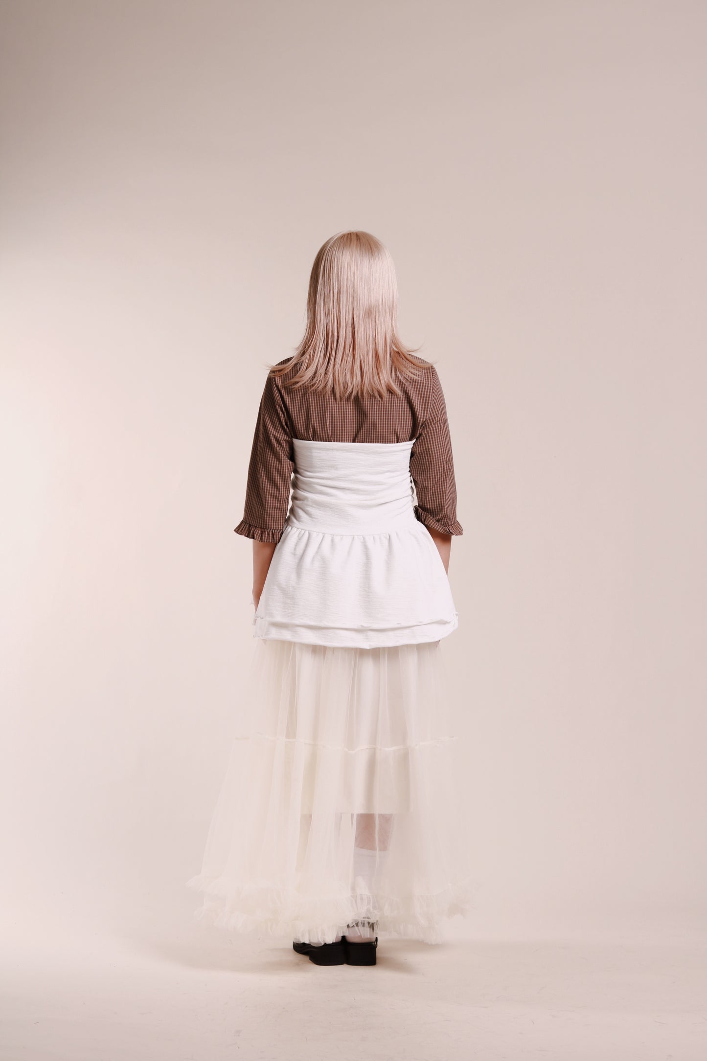 Ruffle Tube Mini Dress (White)