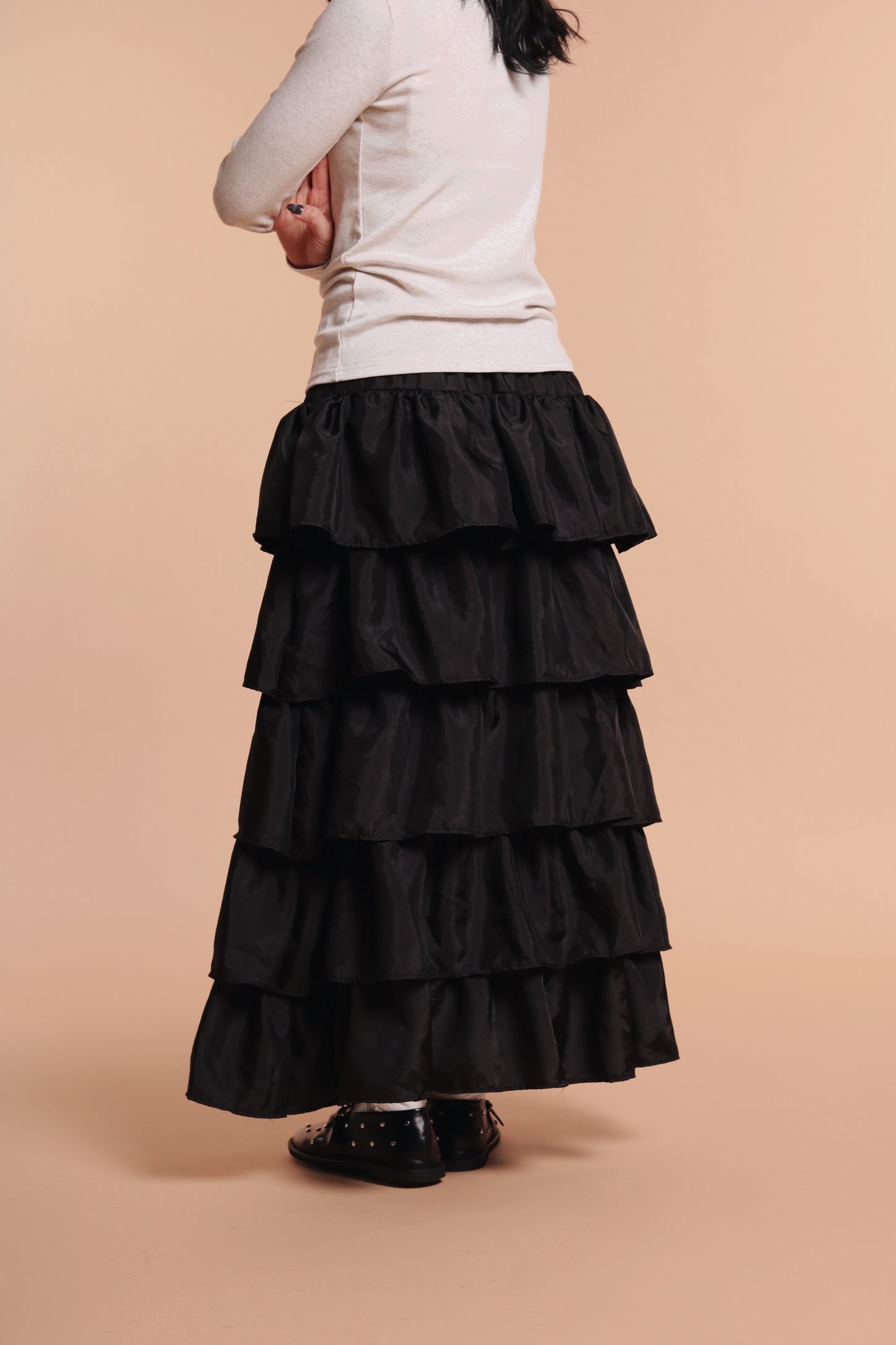 Ruffle Tiered Skirt (Black)