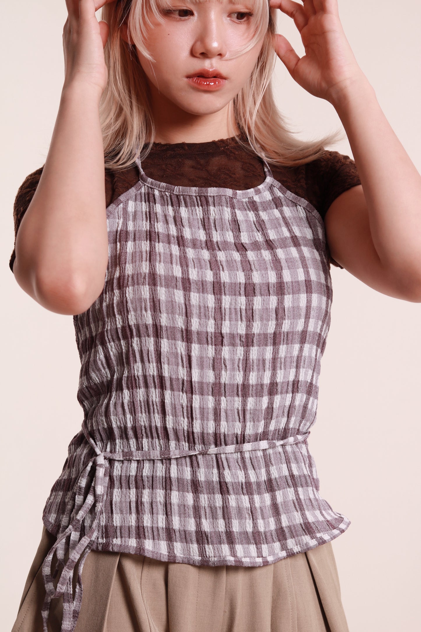 Checkered Halter Top (Purple)