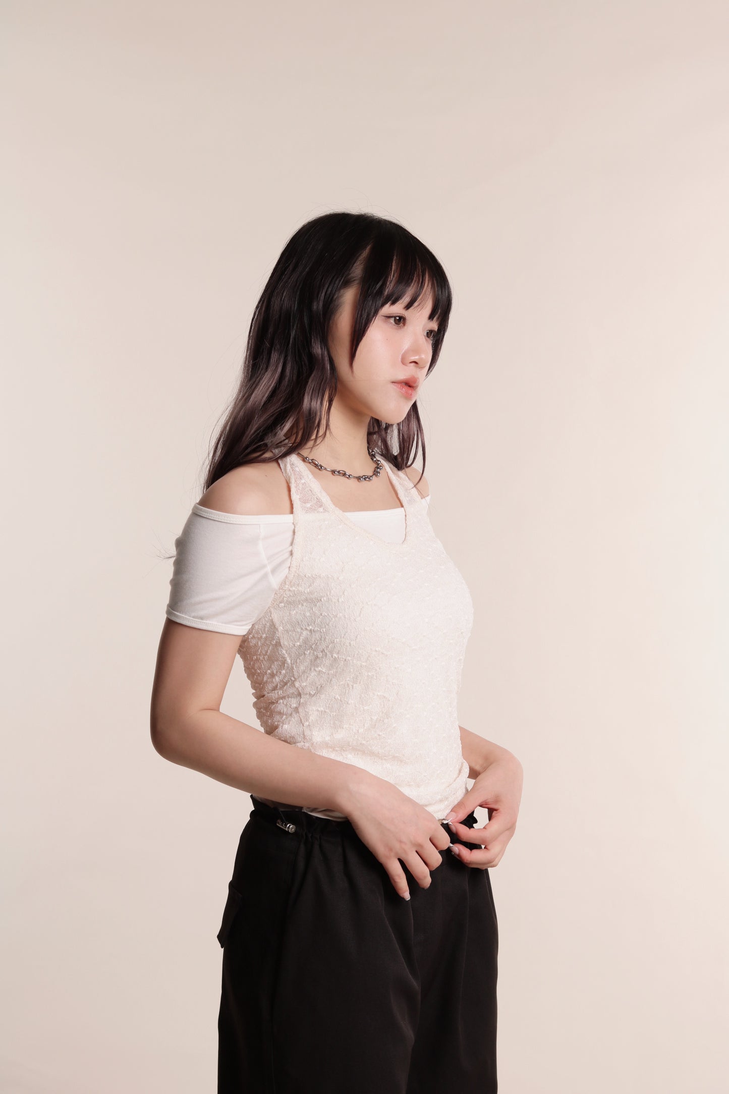 Layered Halter Top Set (Ivory)