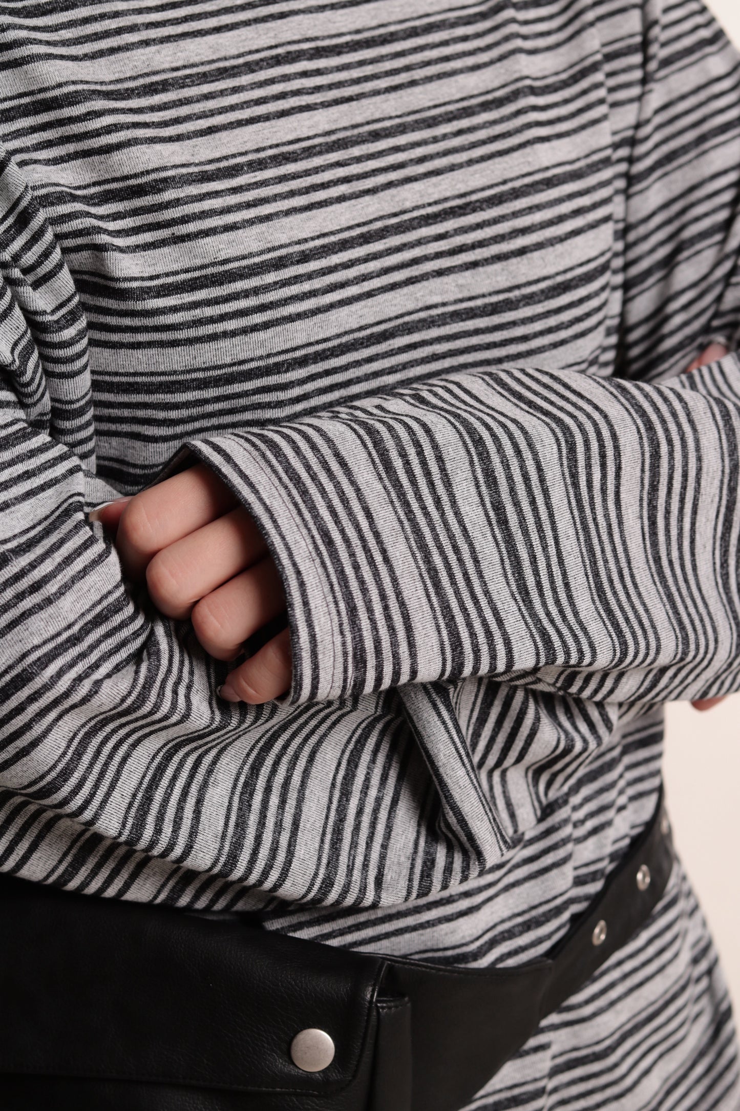 Oversized Stripe Top (Grey)