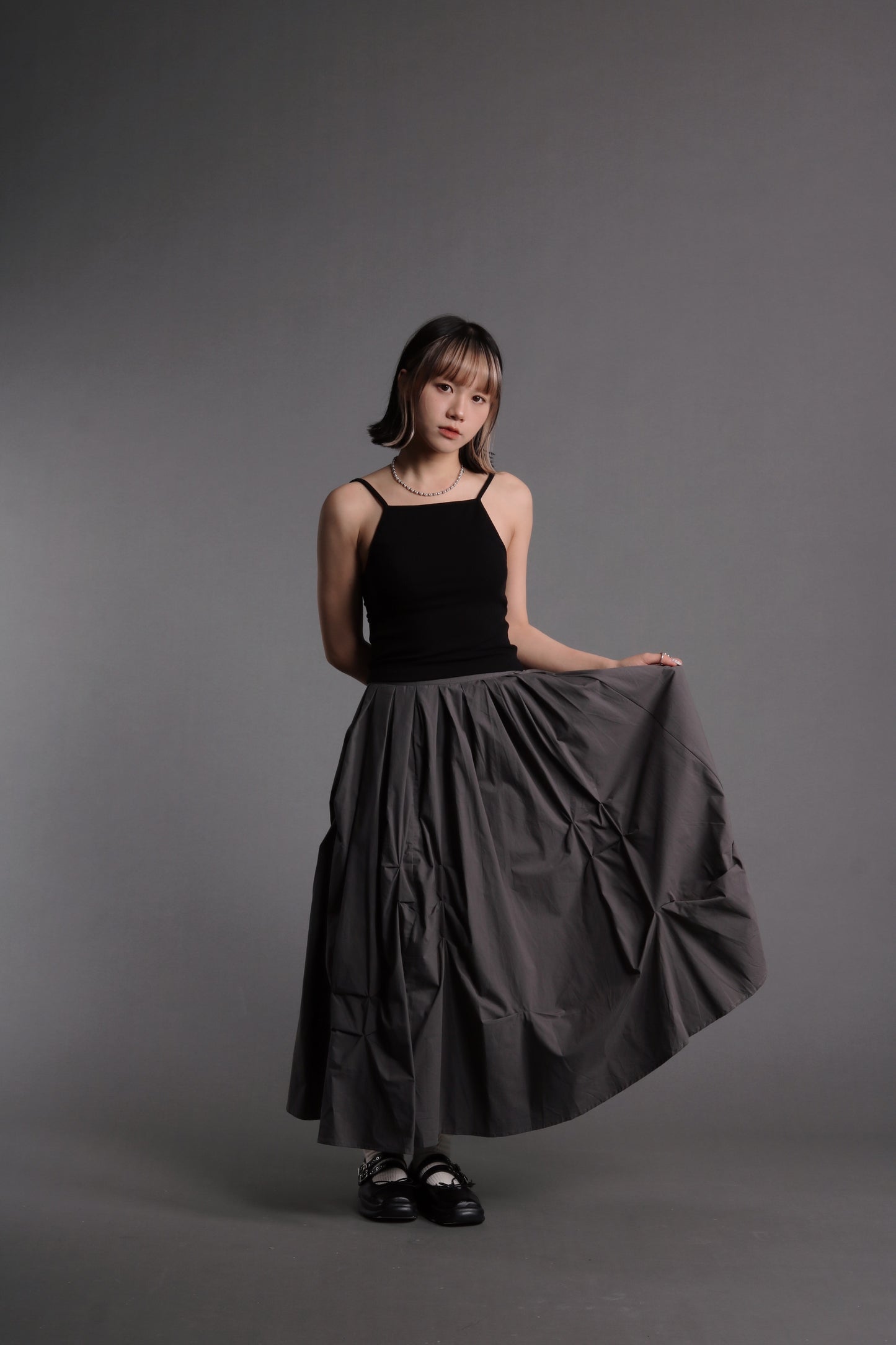 Doll Gathered Skirt (Charcoal)