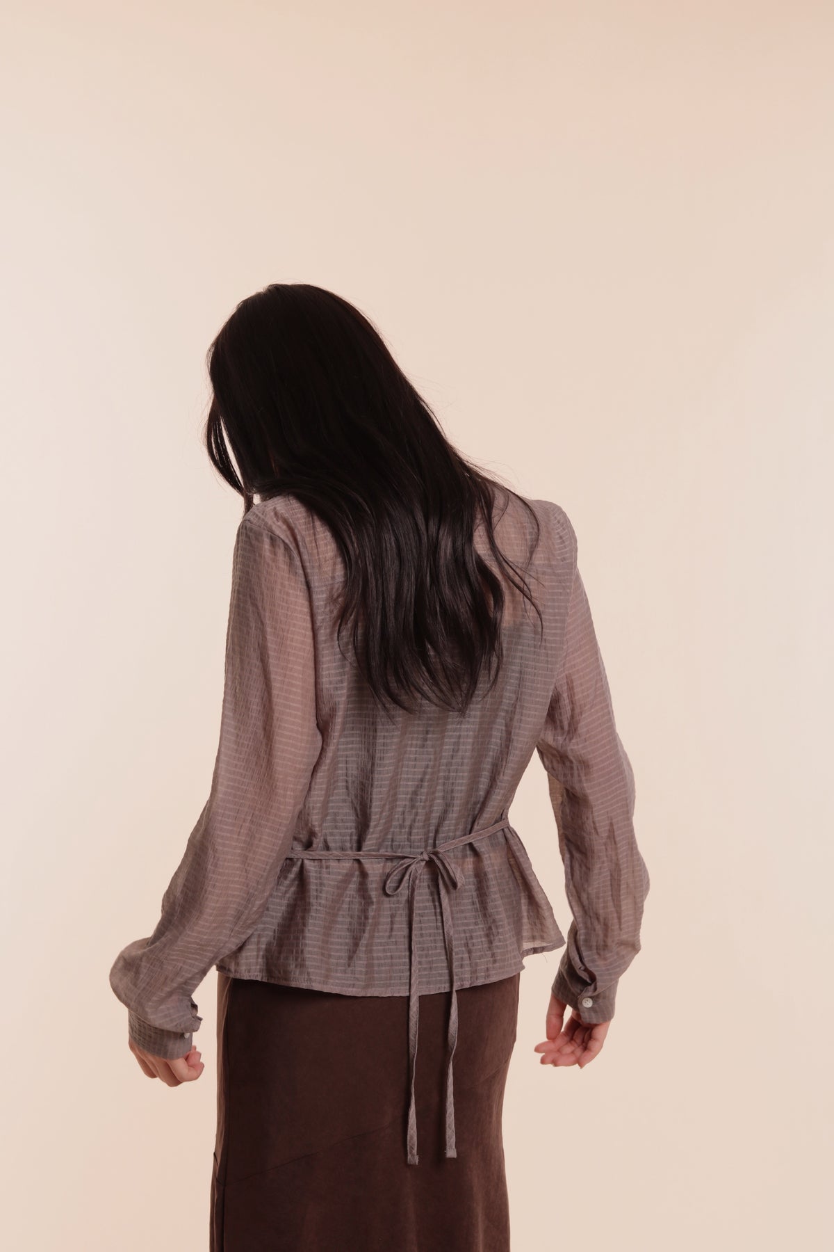 Checkered See Through Shirt (Brown)