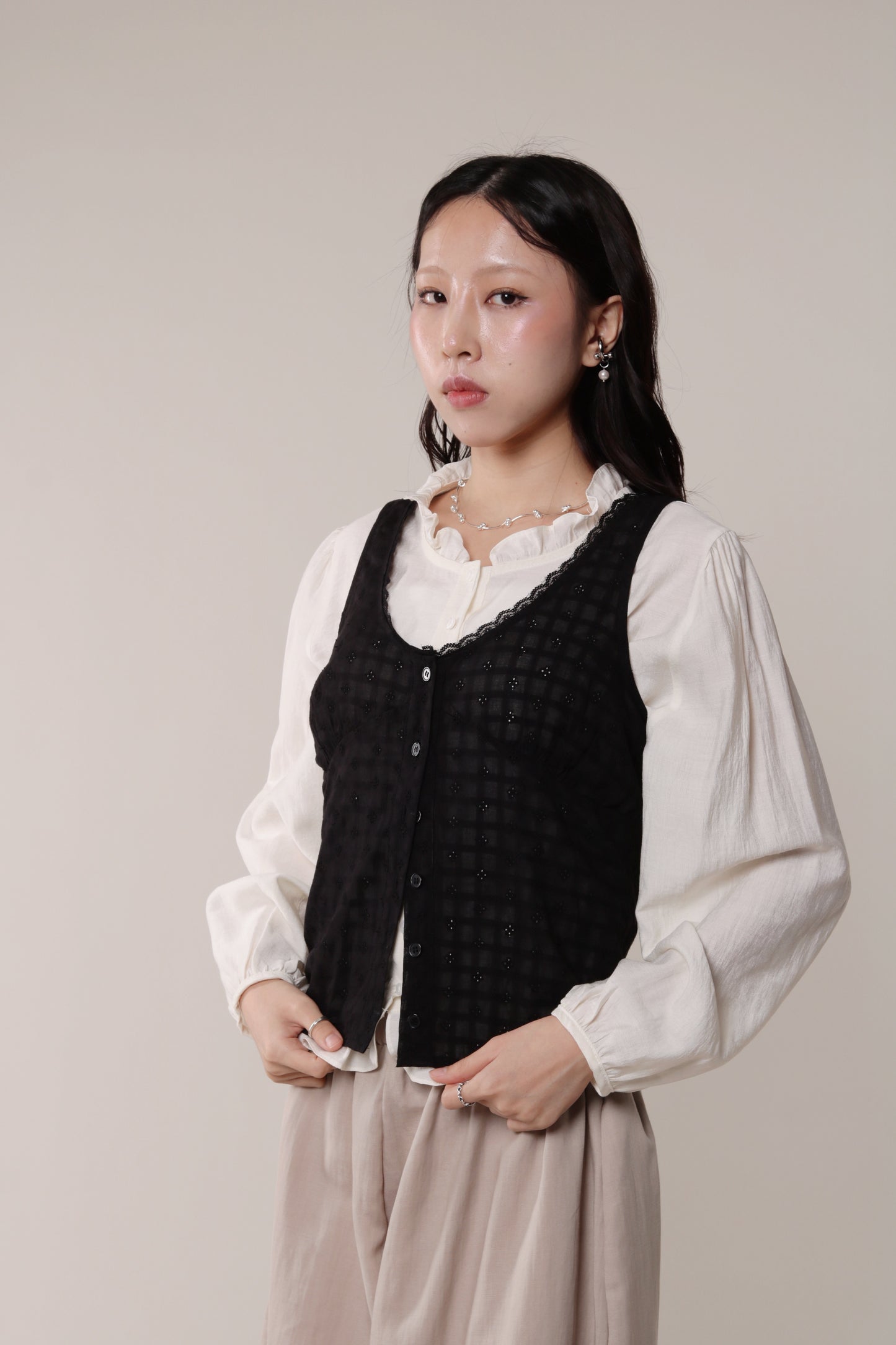 Retro Lace Vest (Black)