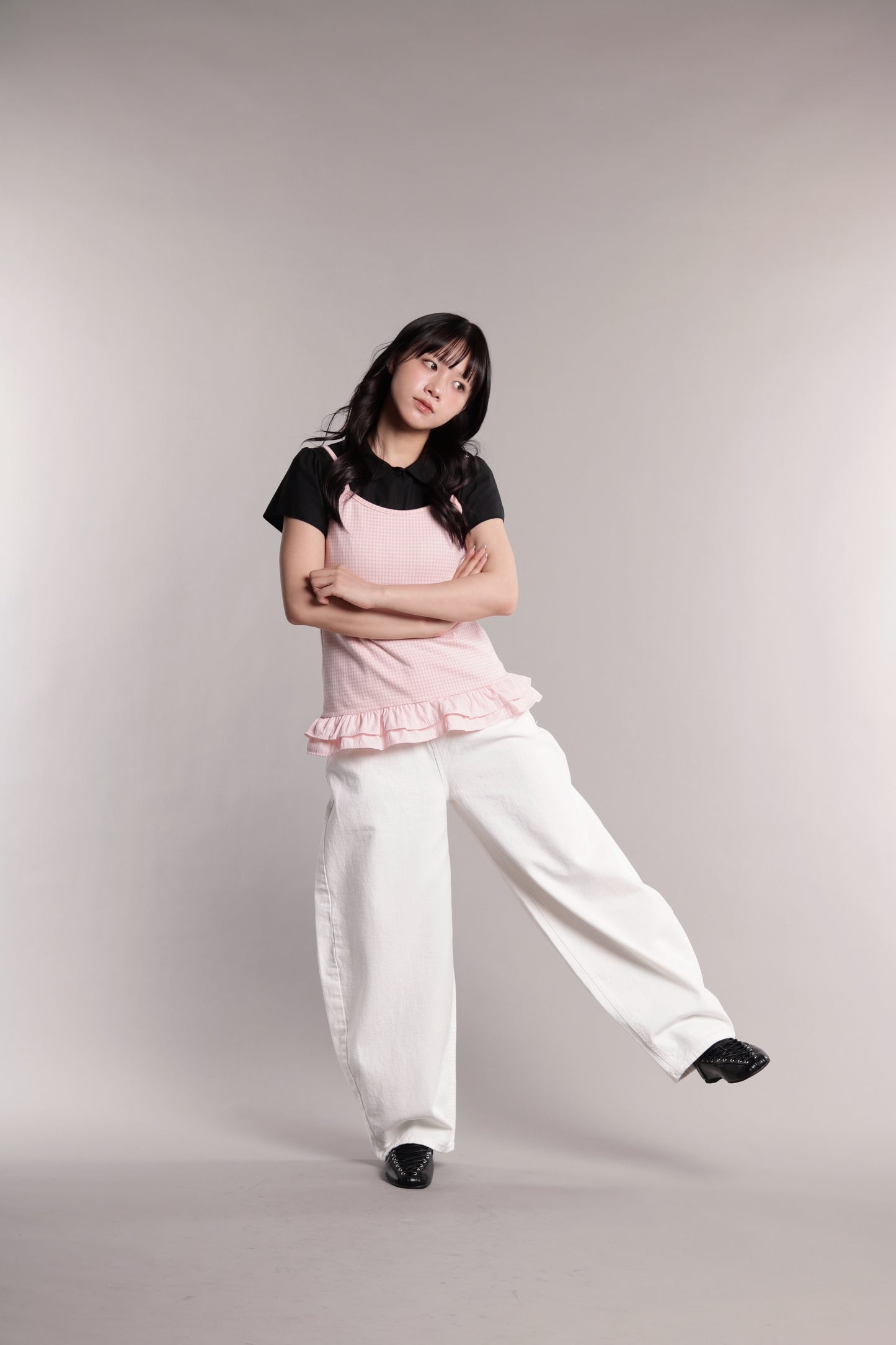 Checkered Ruffle Cami (Pink)