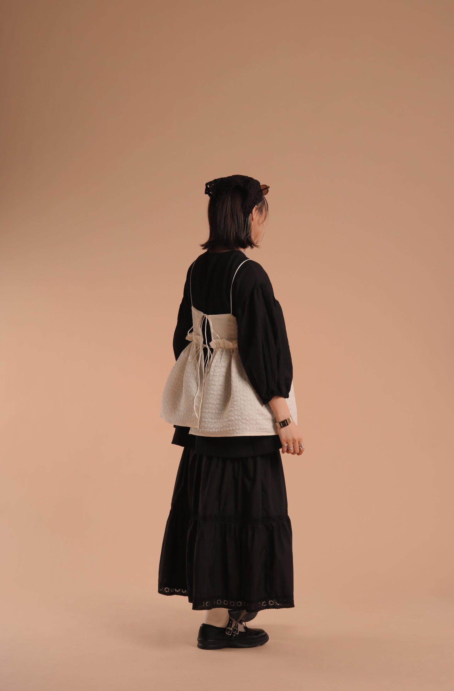 Doll Puff Sleeve Blouse (Black)