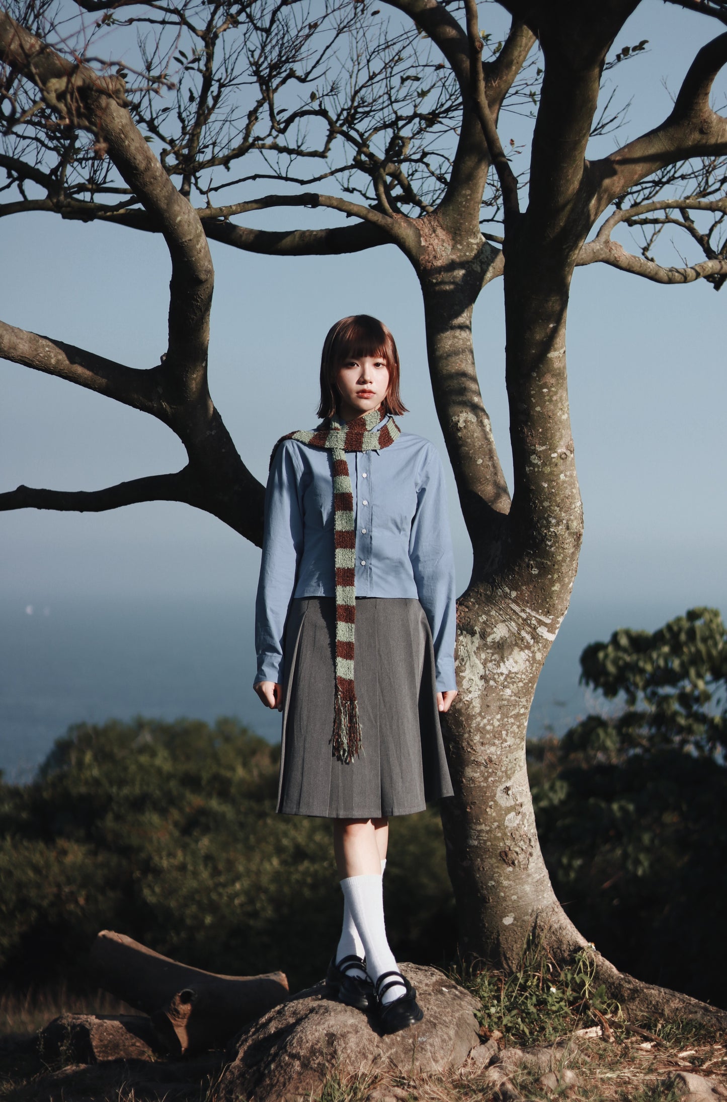 Doll Pleated Mini Skirt (Grey)