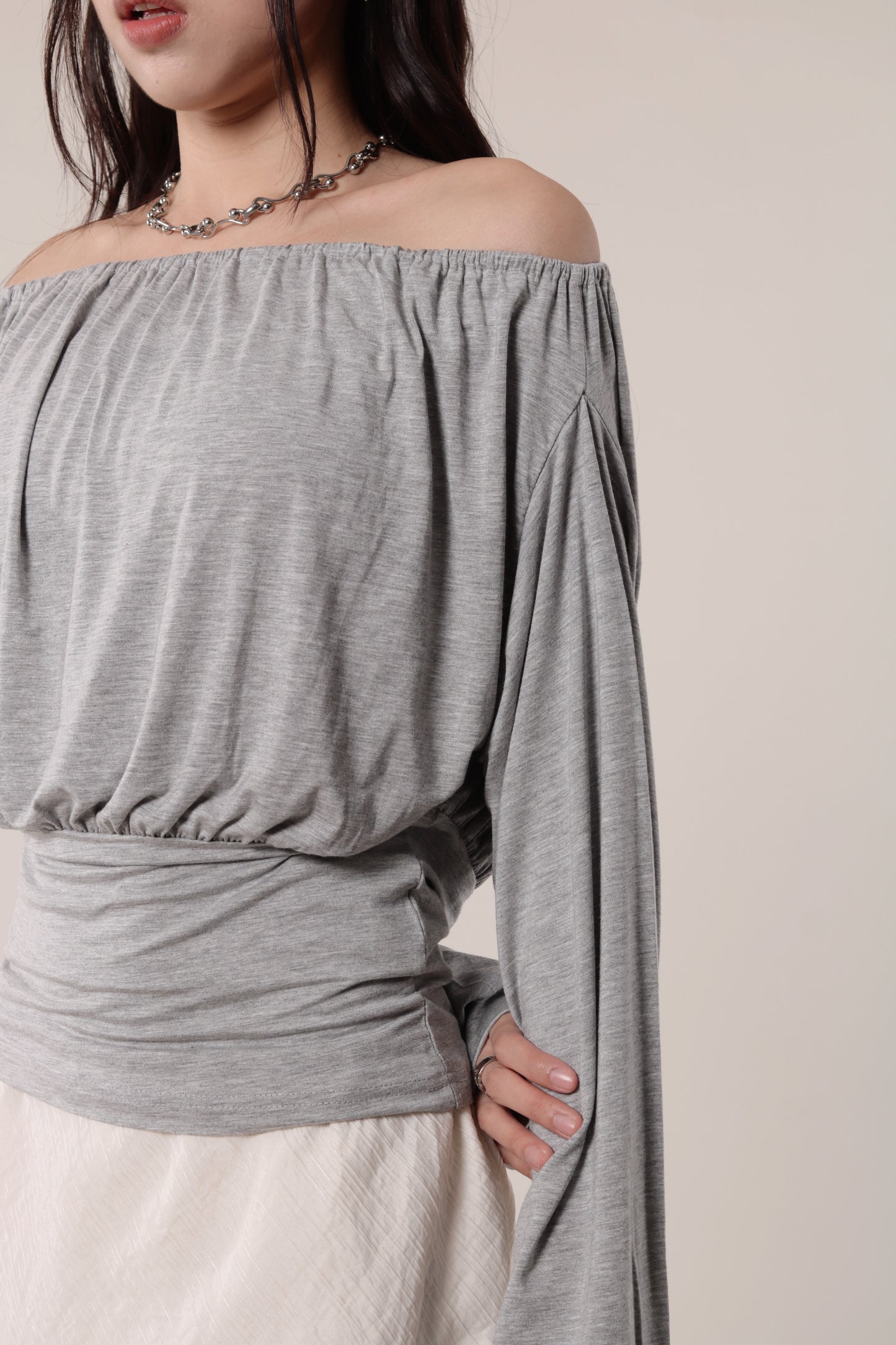 Luna Gathered Top (Grey)