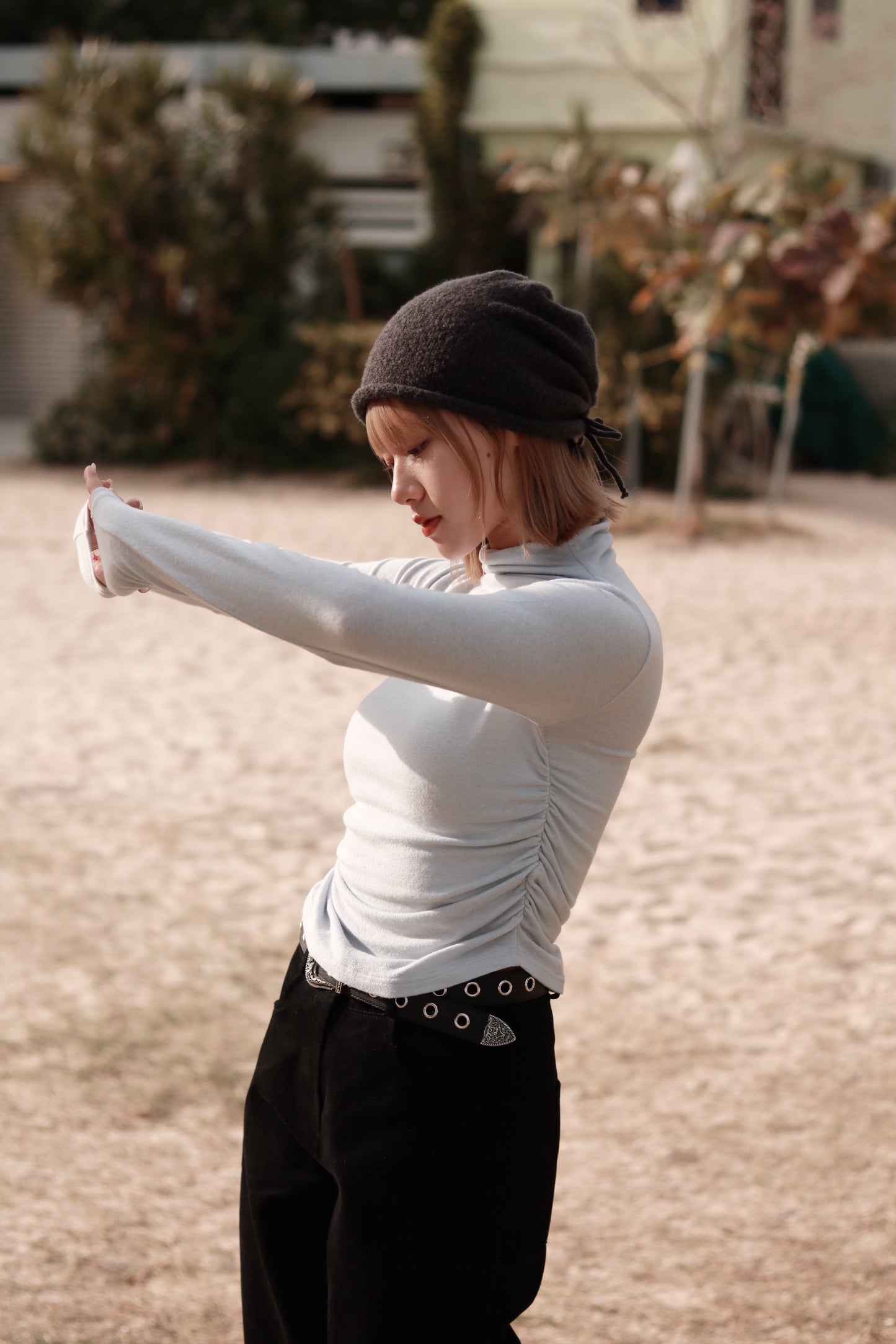 Spring Gathered Top (Baby Blue)