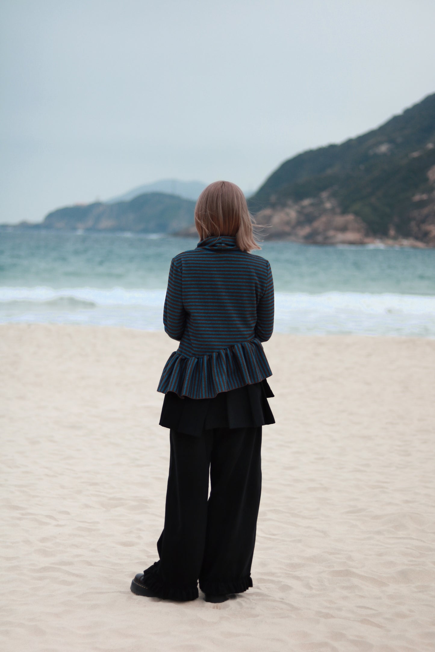 Striped Ruffle Top (Blue)