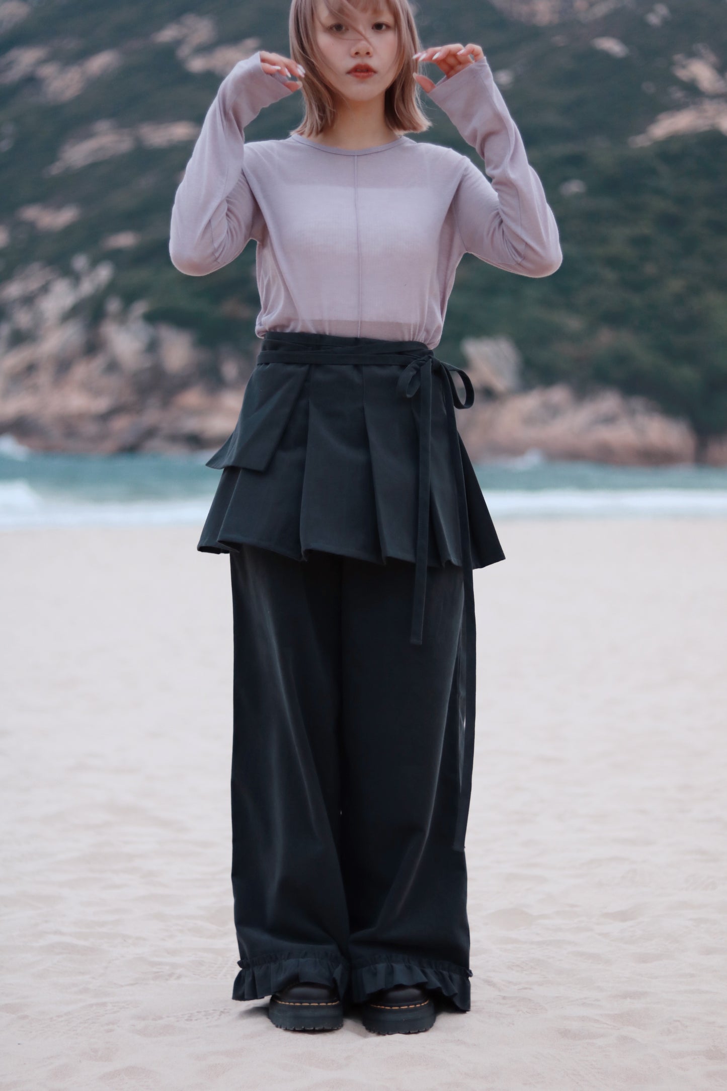 Layered Ruffle Pants (Charcoal)