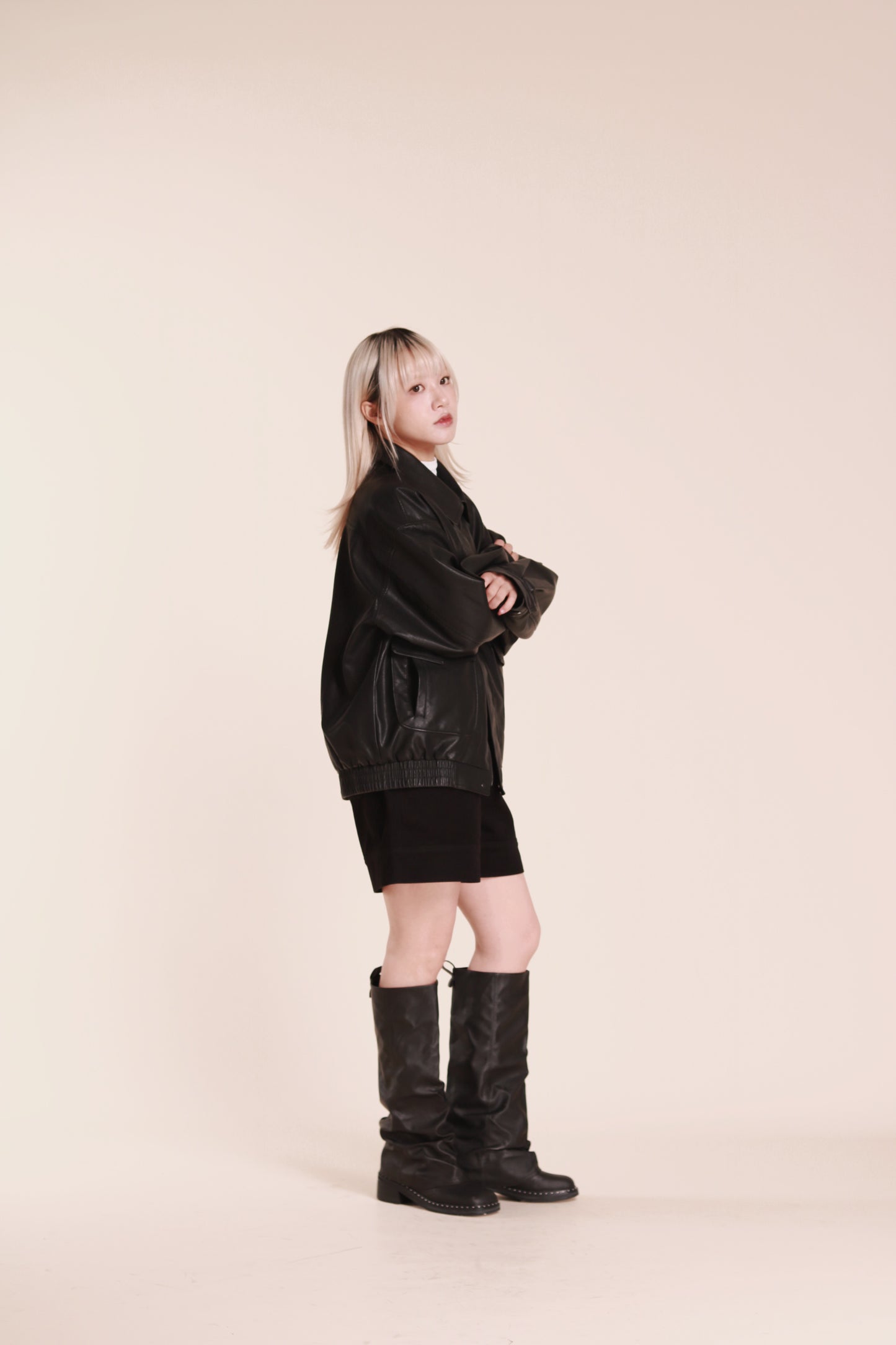 Oversized Leather Jacket (Black)